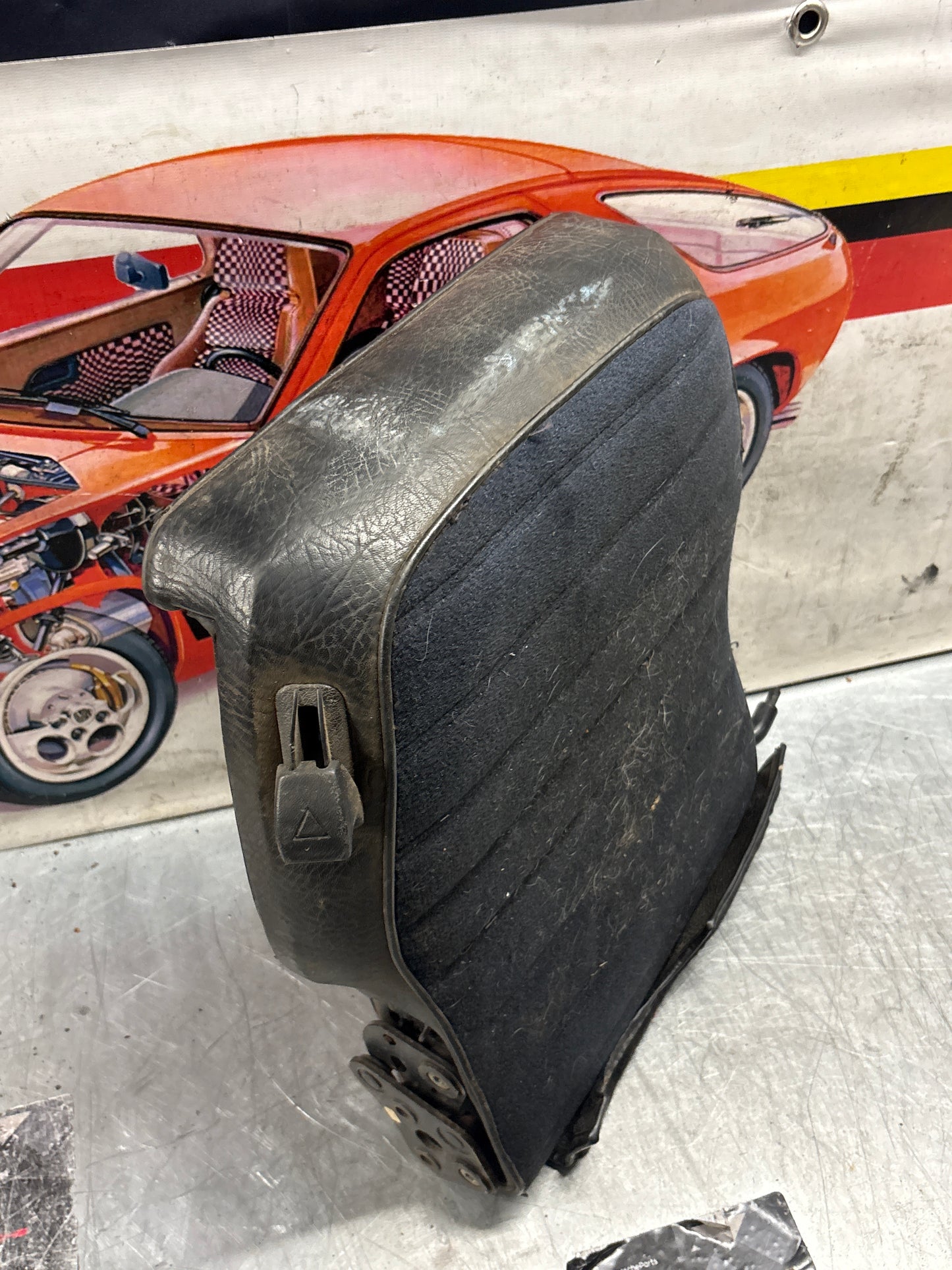 Porsche 928 rear right seat backrest, black, leather-velour used 92852203852