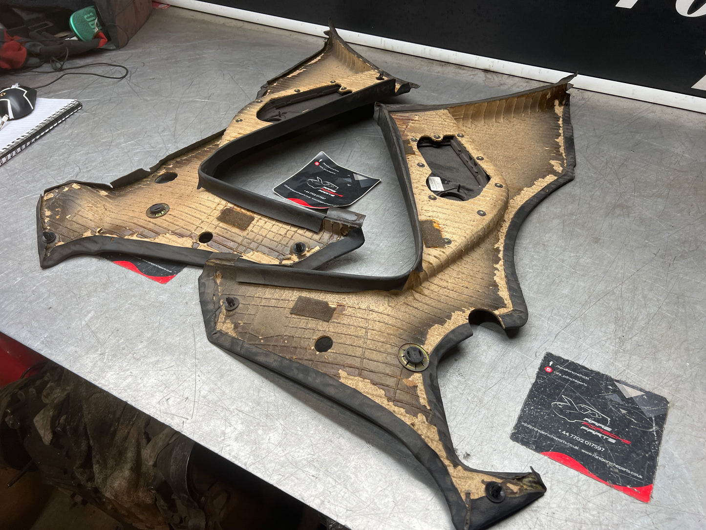 Porsche 944 Turbo S2 Black rear interior C Post trims/cards with M490 sound package, used 94455502113 / 94455502213