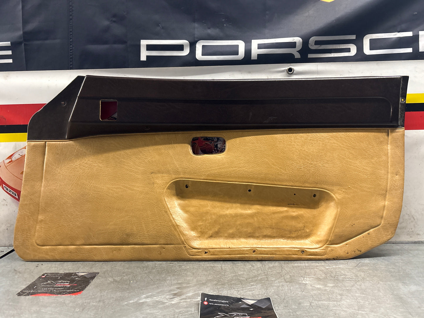 Porsche 924 brown/beige electric window door card, right, off side 477867012 used