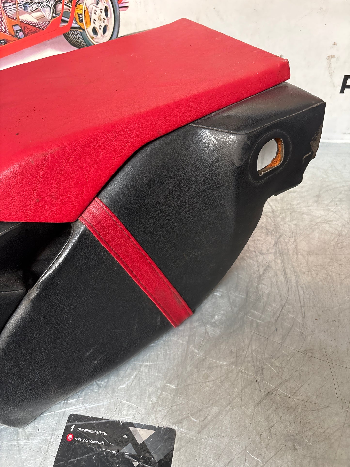 Porsche 928 S center console, rear armrest with ash tray, black and red, no key 92852206757 used