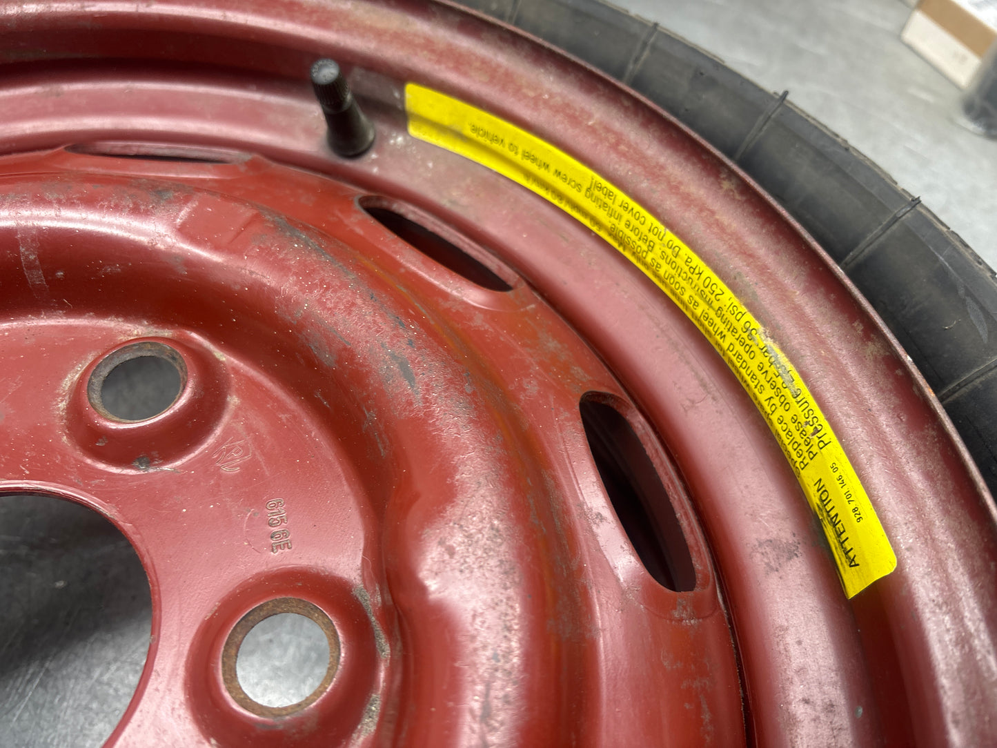 Porsche 911 930 Steel Spare Wheel and tyre, used 91136204000