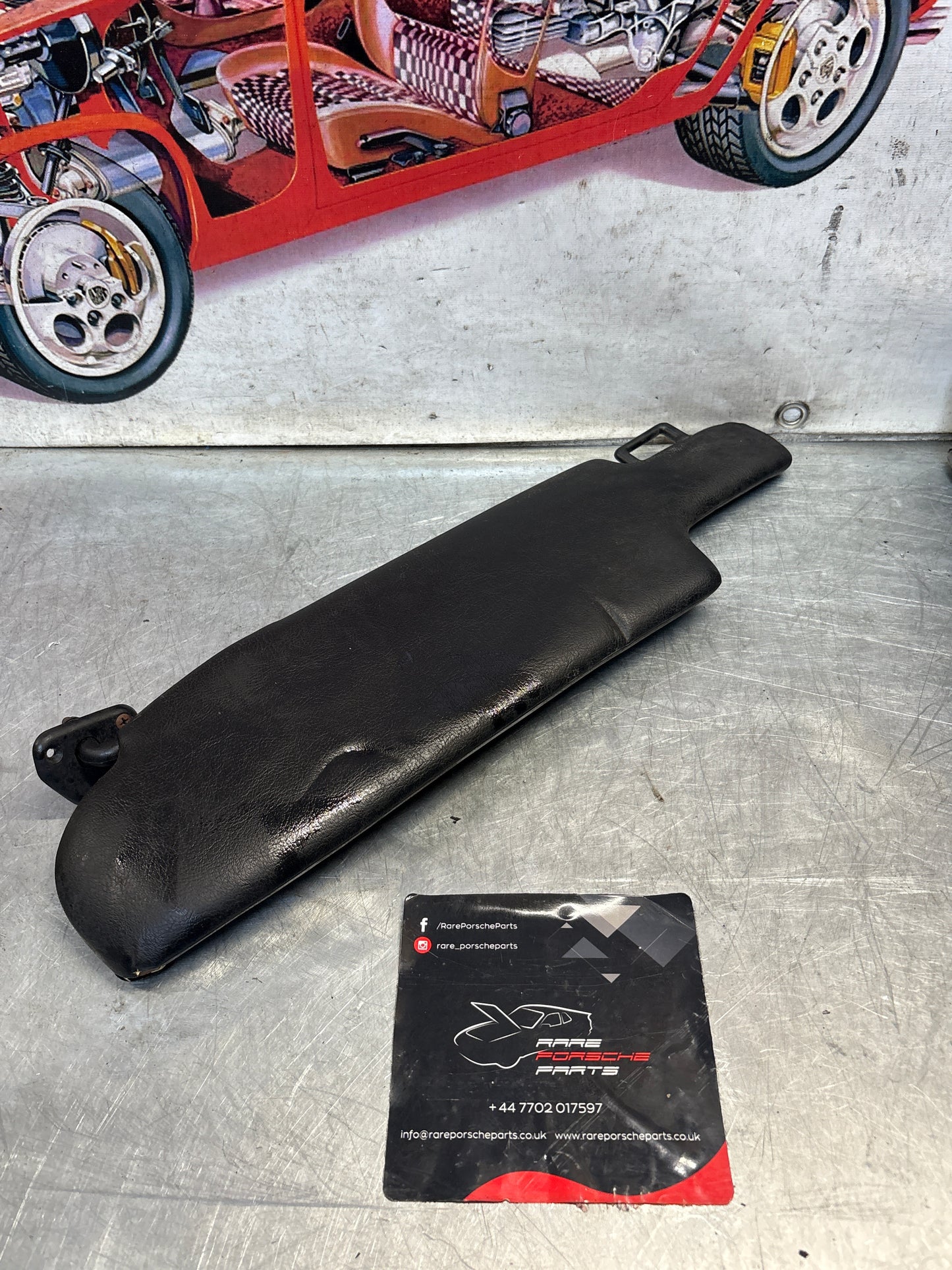 Porsche 928 black sun visor, used for spares or repair left 92873123702