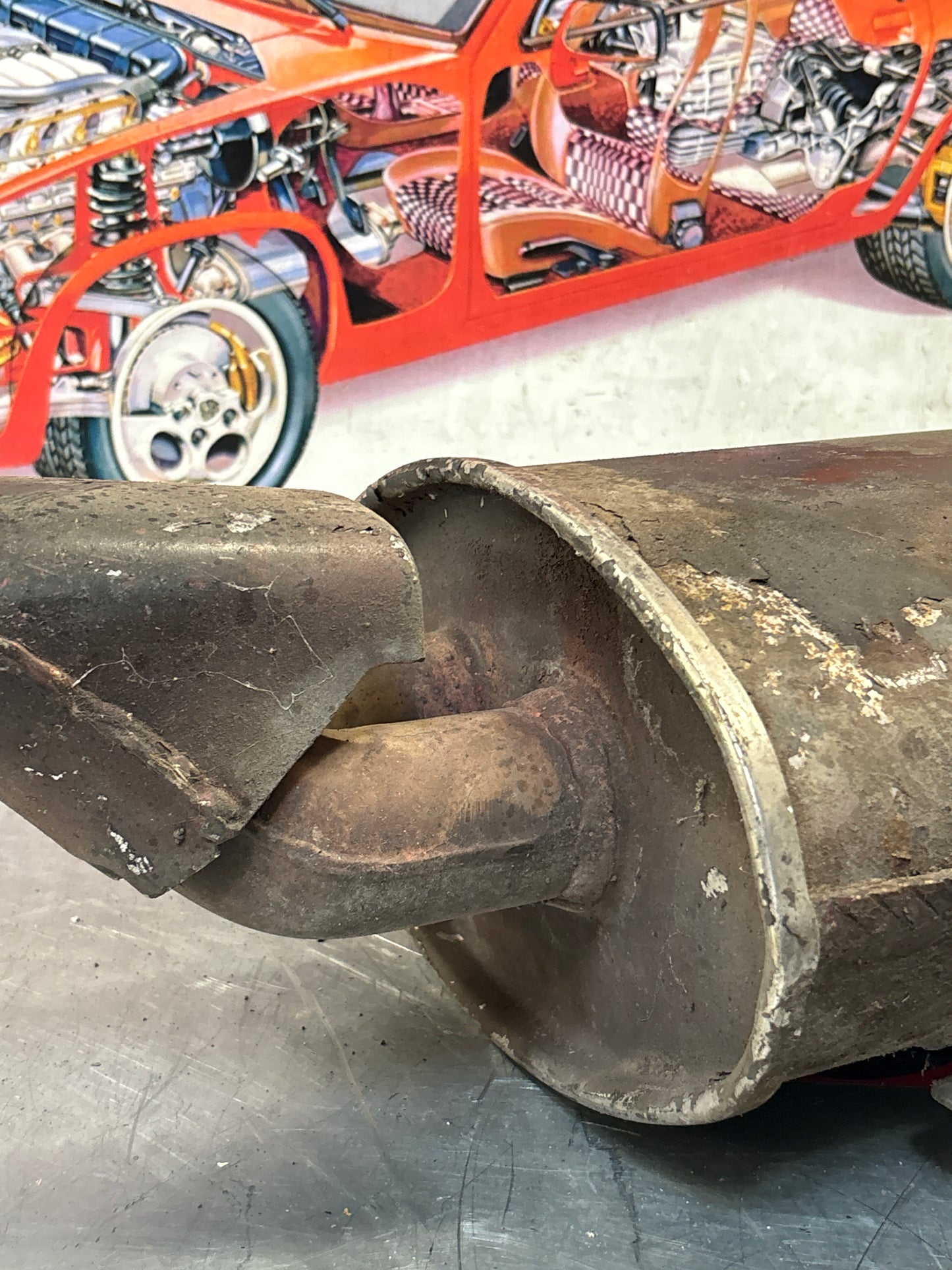 Porsche 928 rear exhaust box, used 92811109701