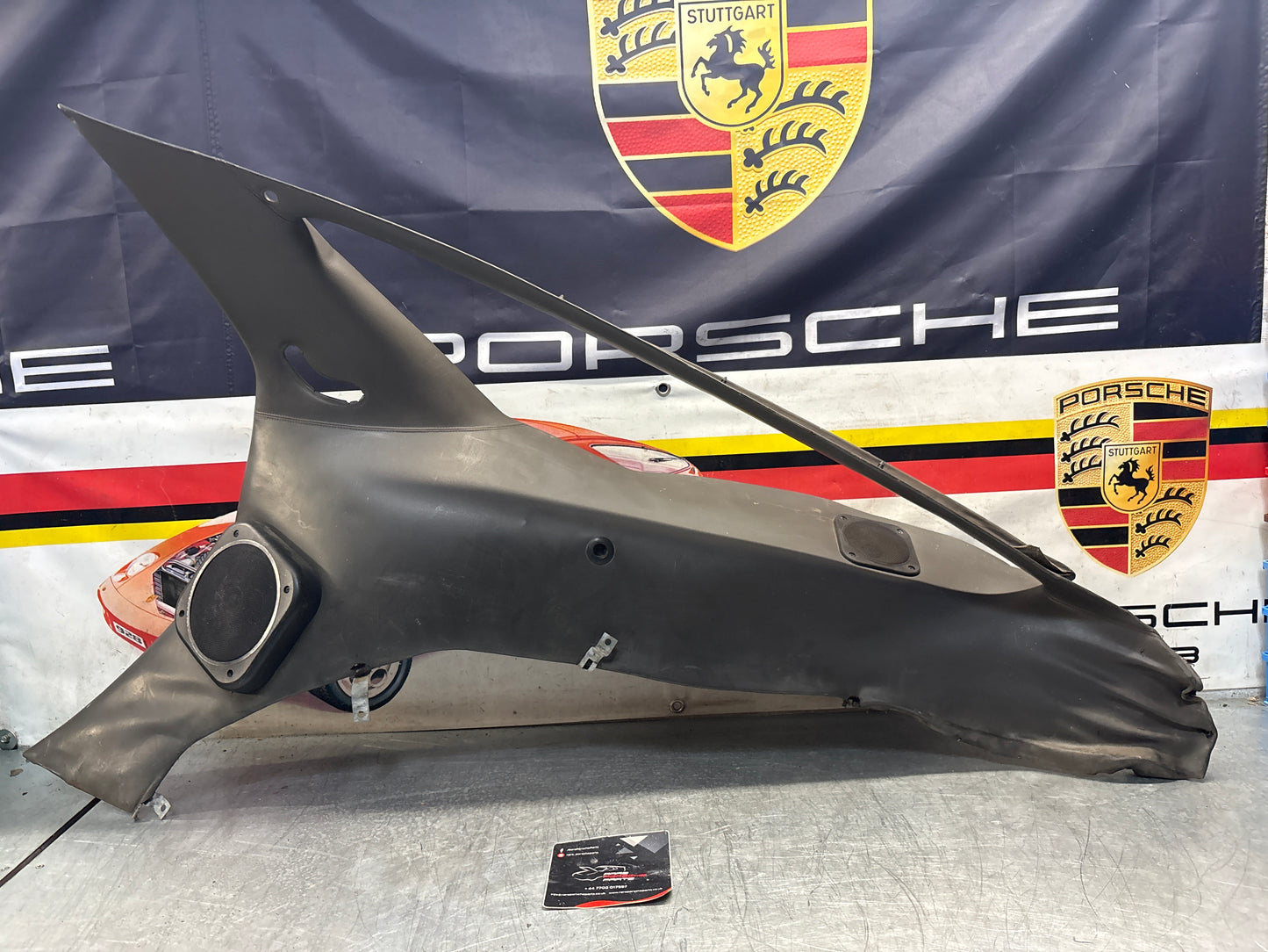Porsche 928 right side lower side trim panel, grey used 92855502257