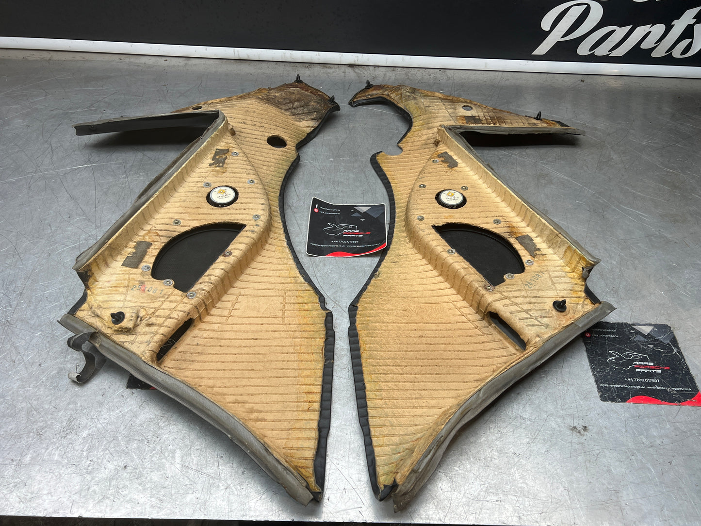 Porsche 944 Turbo S2 Black rear interior C Post trims/cards with M490 sound package, used 94455502113 / 94455502213