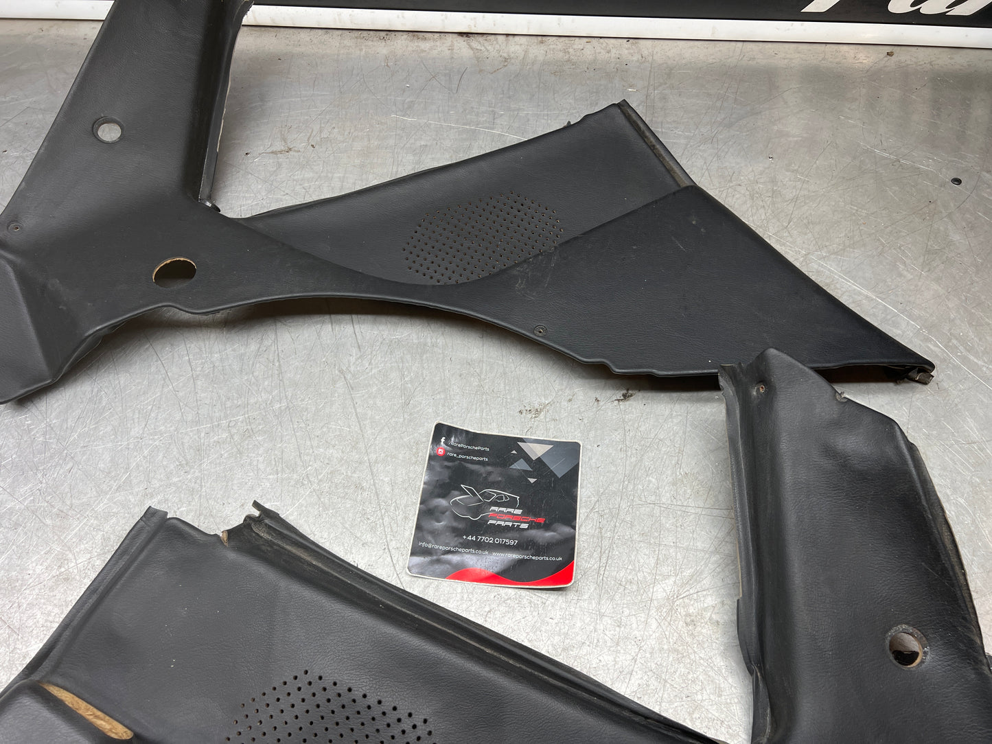 Porsche 944 black rear interior C Post trims/cards. Quarter panel trim used 944555021 944555022