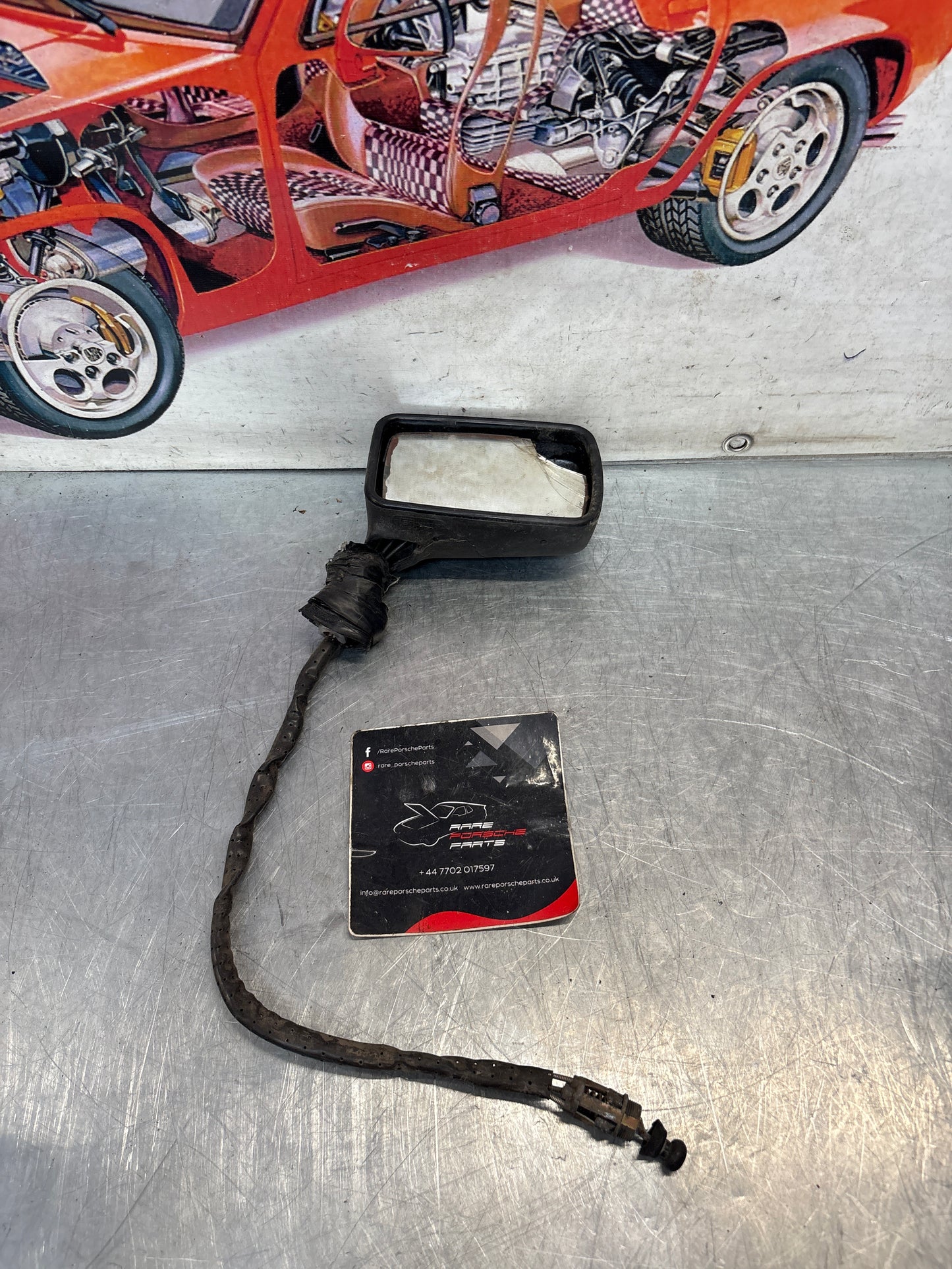 Porsche 924 early right side mirror, for spares or repair