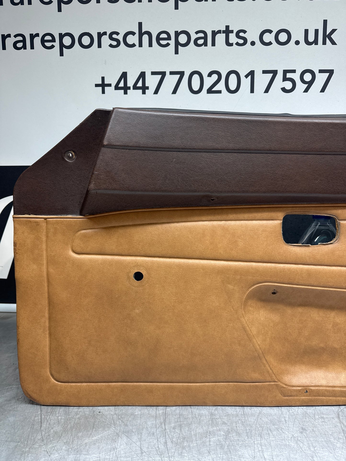 Porsche 924 / early 944 Brown and Caramel Used Door Cards, Pair. Fibreglass repaired 478867011