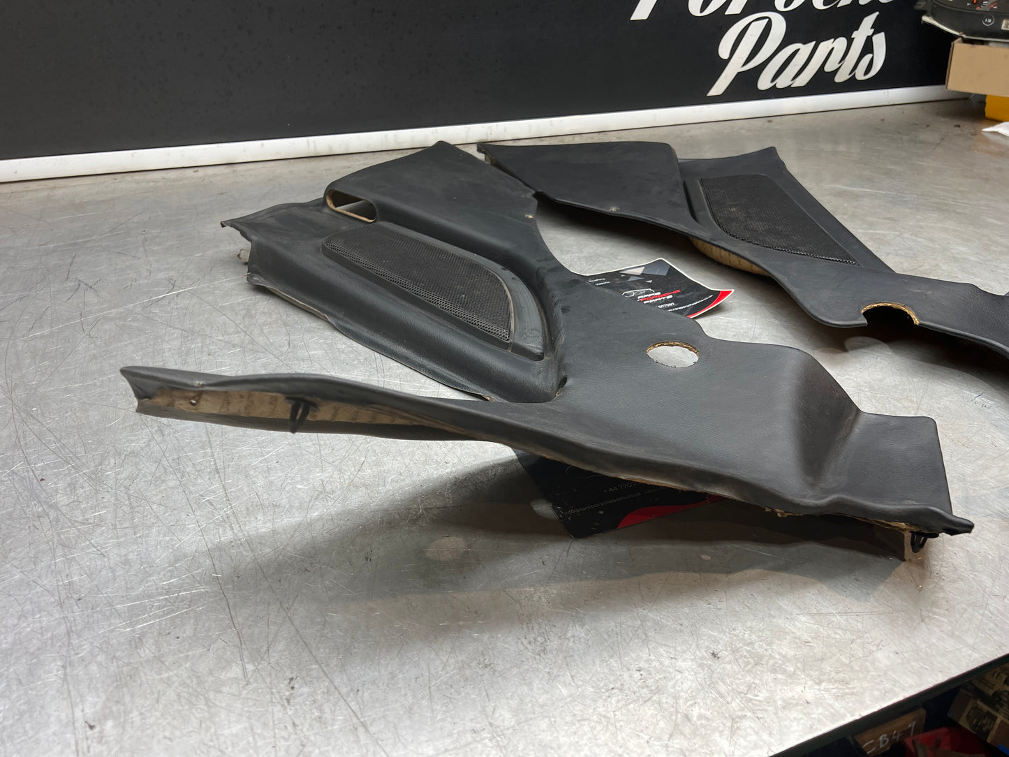 Porsche 944 Turbo S2 Black rear interior C Post trims/cards with M490 sound package, used 94455502113 / 94455502213