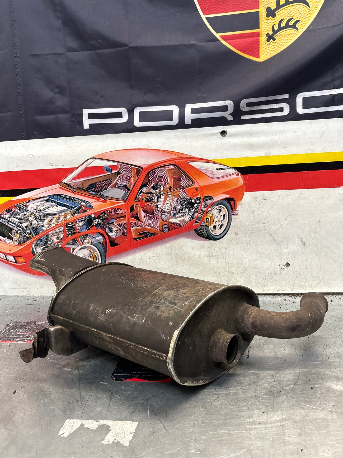 Porsche 928 rear exhaust box, used 92811109701