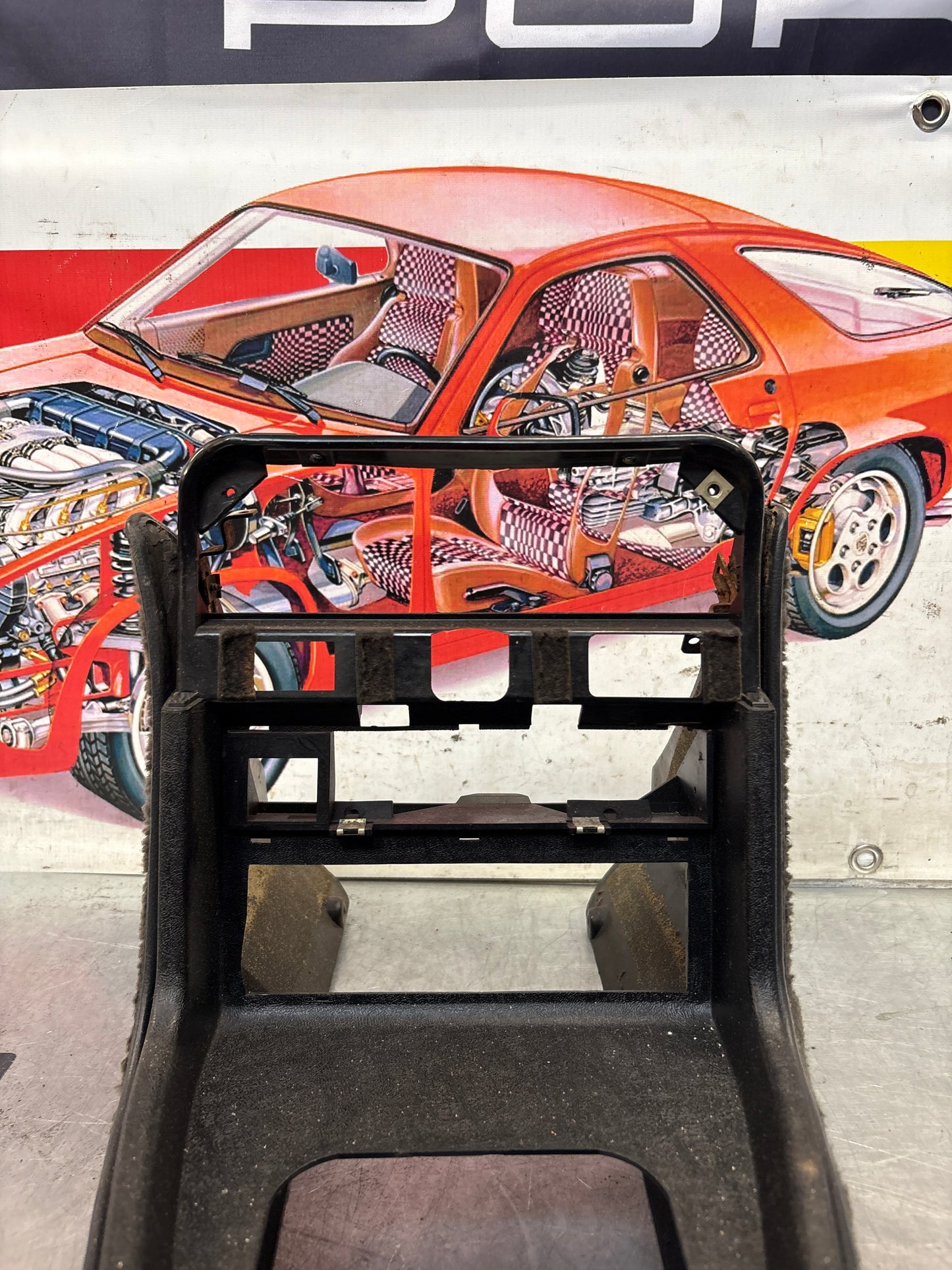 Porsche 924 centre console black, no switch holes 477857951 / 477857969 used