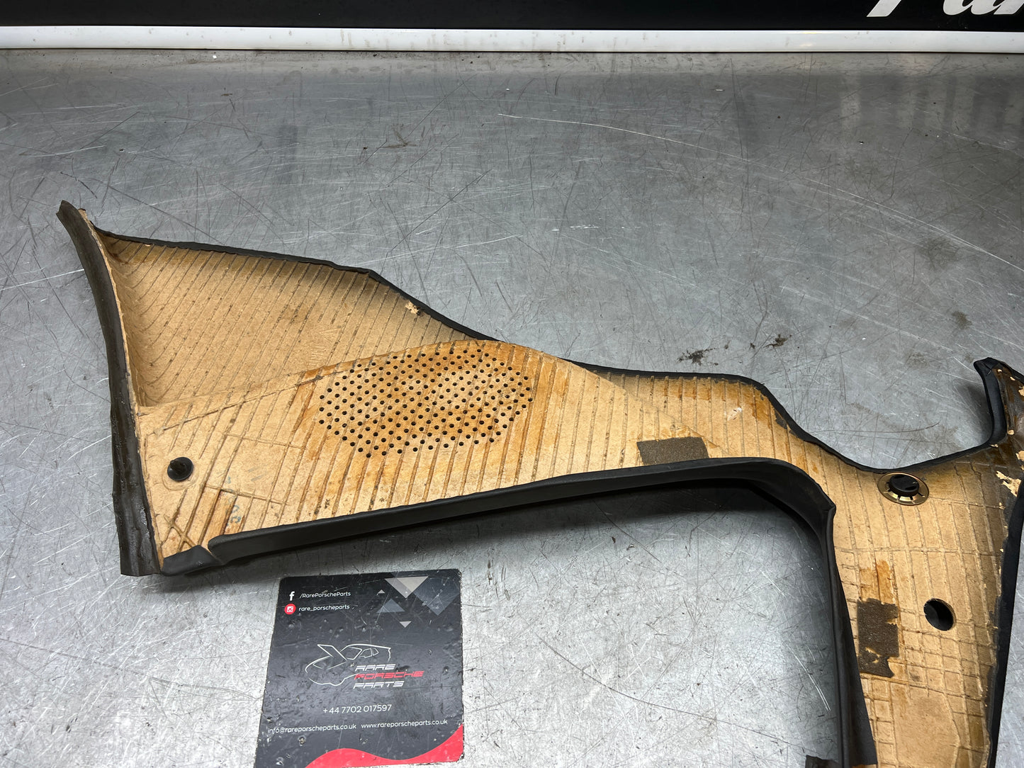 Porsche 944 black rear interior C Post trim card right side. Quarter panel trim used 944555022