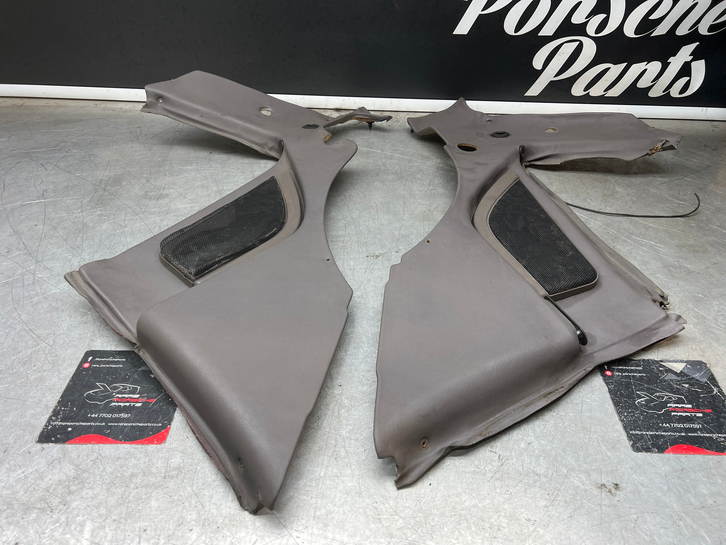 Porsche 944 Turbo S2 grey rear interior C Post trims/cards with M490 sound package, used spare or repairs 94455502113 / 94455502213