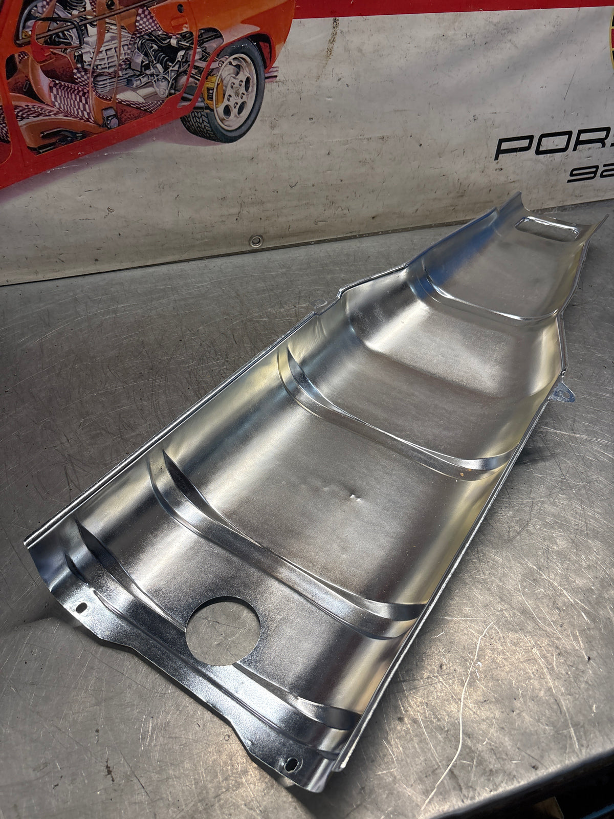 Porsche 928 heat protection plate, later type 92850449101, refurbished