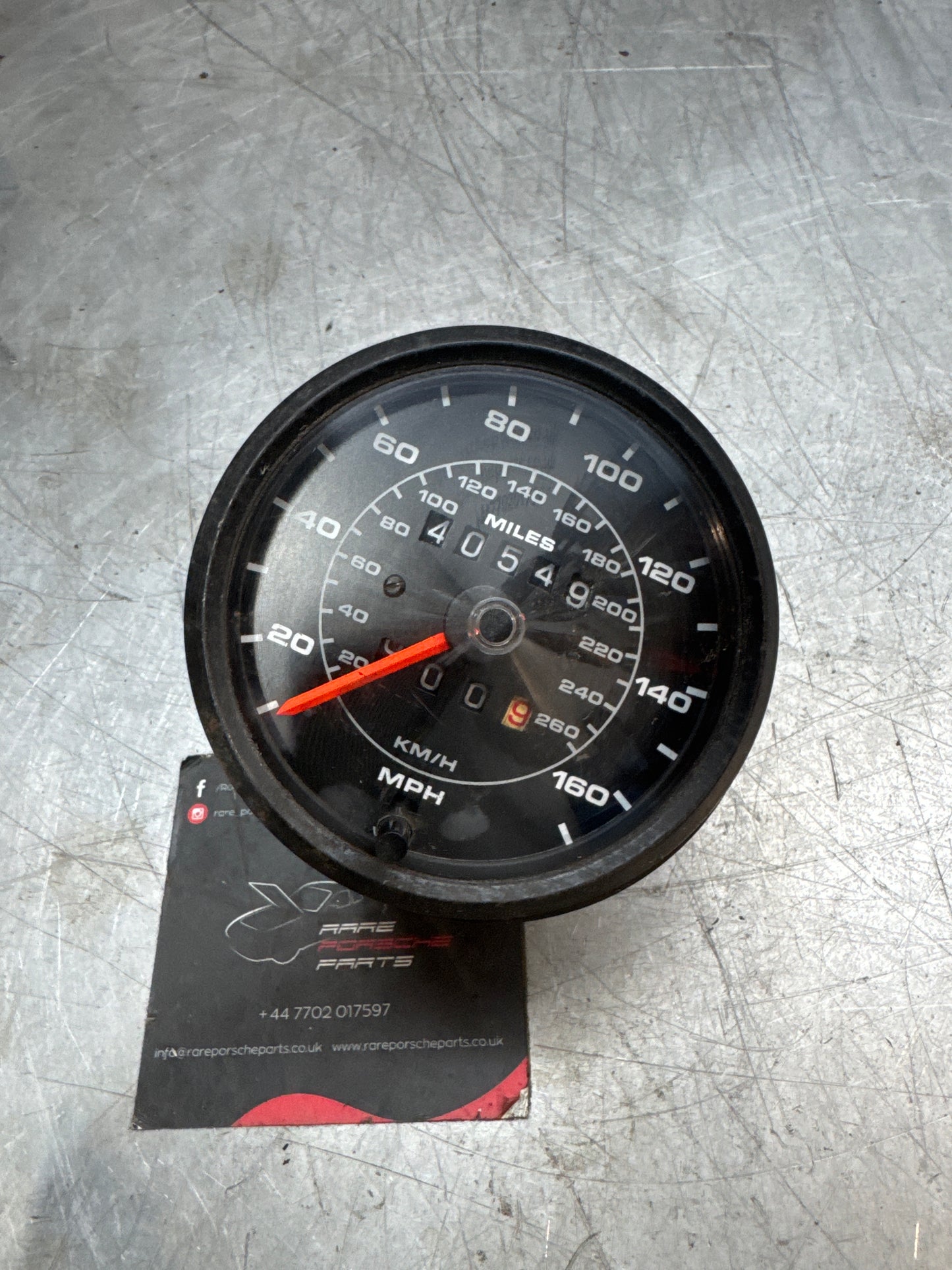 Porsche 924 MPH Speedometer showing 40549, 477 957 023 E / 477957023E used
