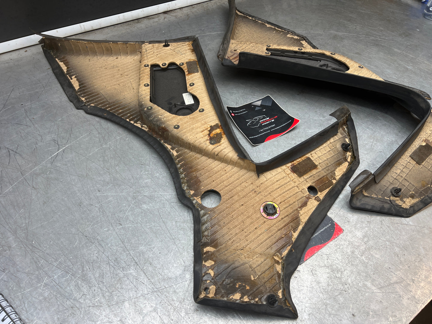 Porsche 944 Turbo S2 Black rear interior C Post trims/cards with M490 sound package, used 94455502113 / 94455502213