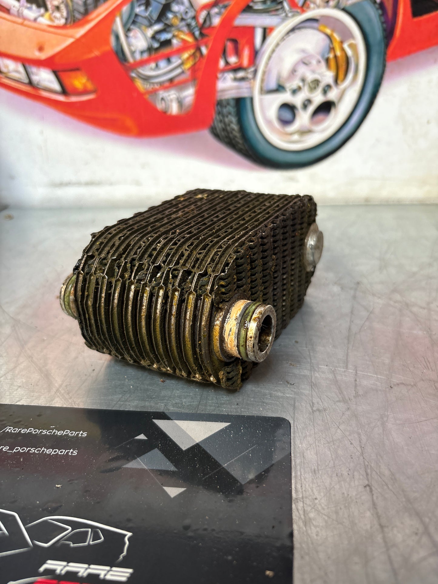 Porsche 924S 944 oil-water radiator, oil cooler, heat exchanger 94410716501 used