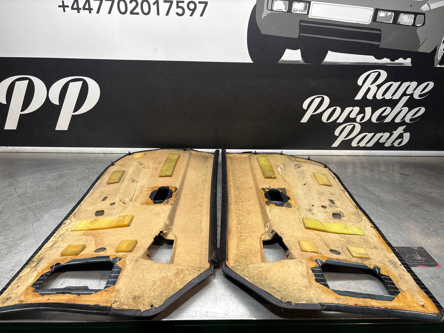 Pair Of Porsche 944 marine blue pinstripe door cards 94455501701 94455501801 used, nice condition.