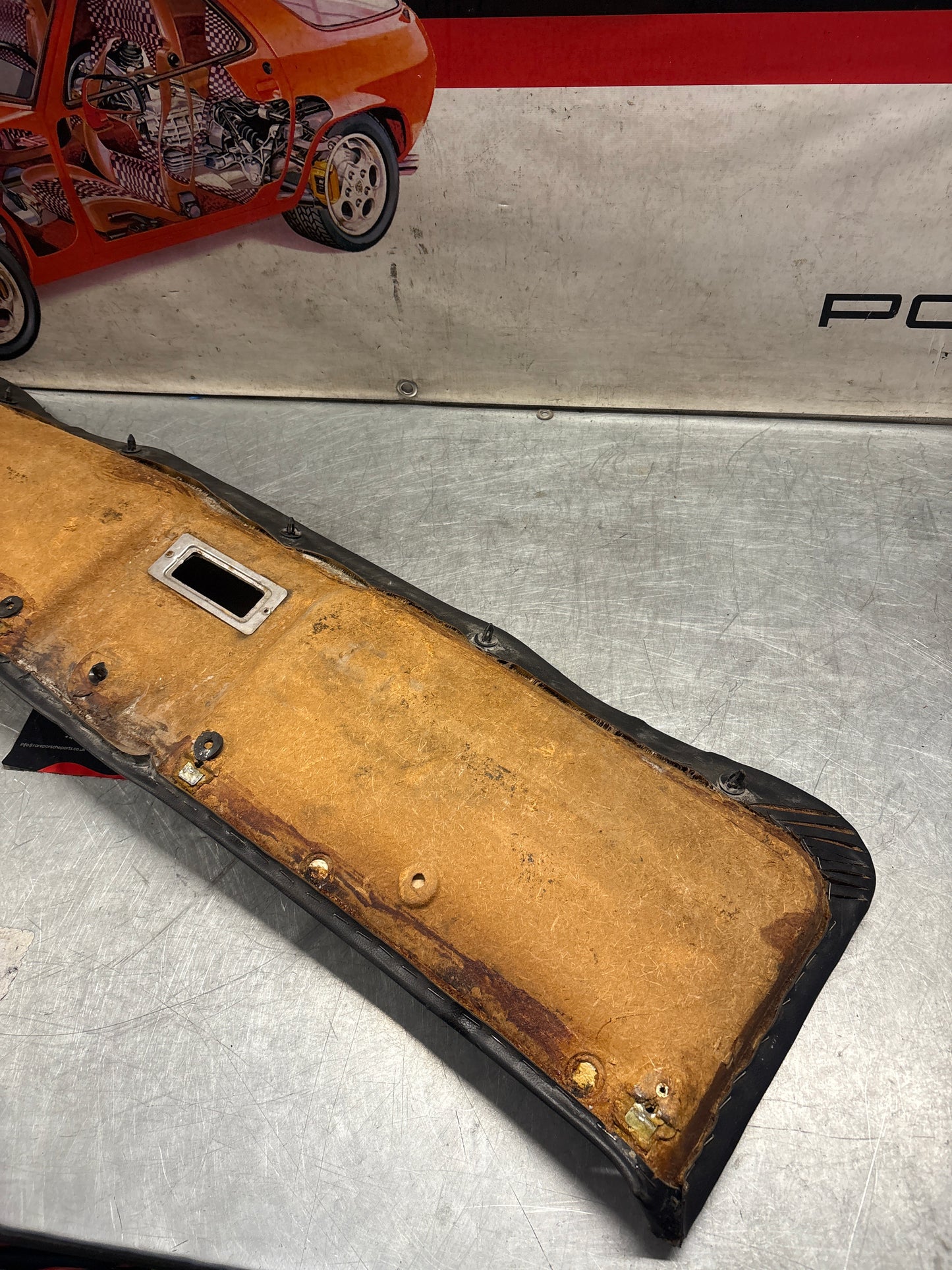 Porsche 928 sunroof mechanism cover trim, used, black 92855552702