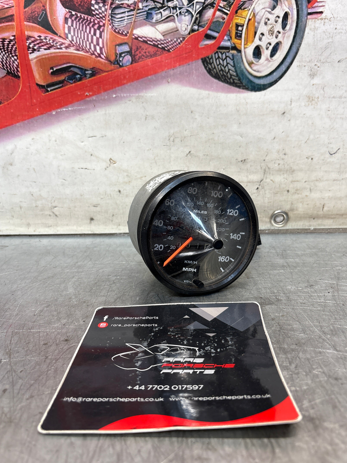Porsche 924 S speedometer showing 76983 miles 94464103601 used