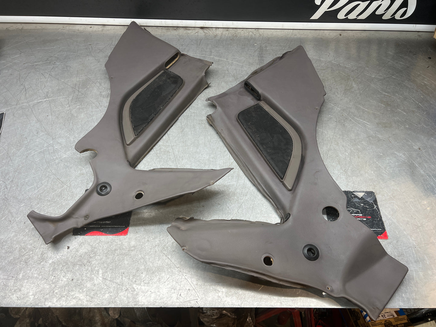 Porsche 944 Turbo S2 grey rear interior C Post trims/cards with M490 sound package, used spare or repairs 94455502113 / 94455502213