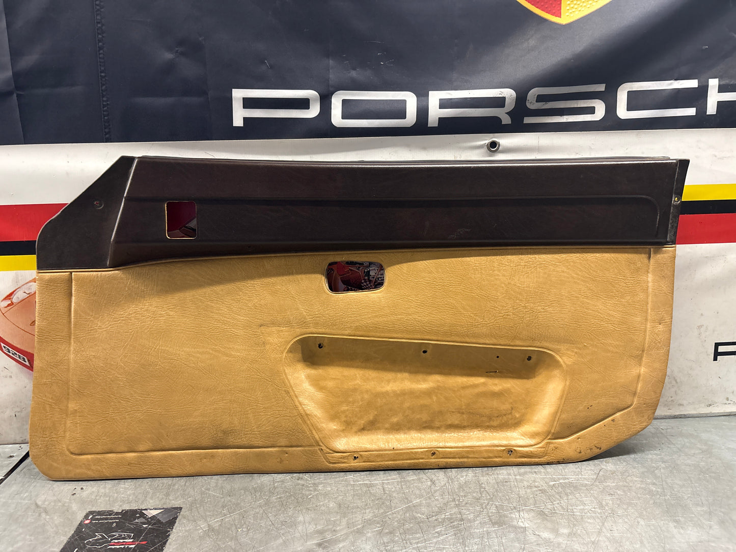 Porsche 924 brown/beige electric window door card, right, off side 477867012 used