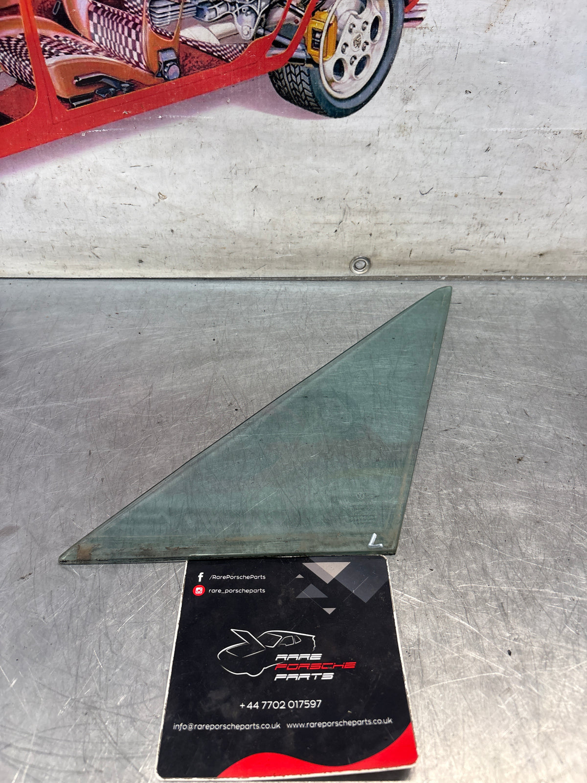 Porsche 914 heat protection side window glass, used, left side 91454202510