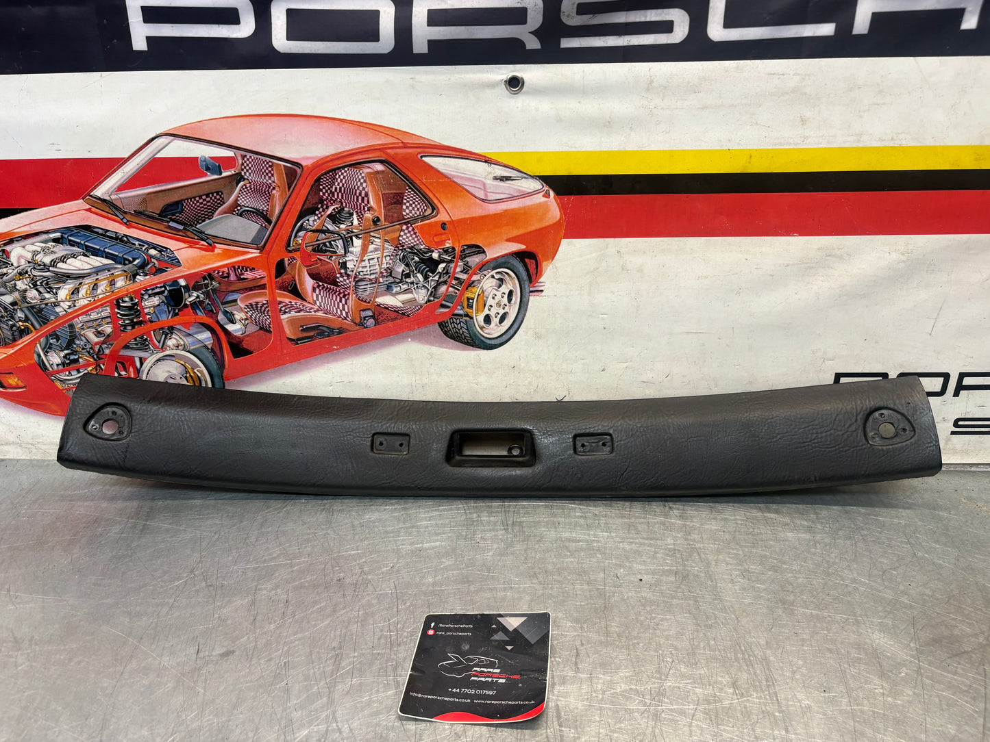 Porsche 924 944 -85.5 front roof / sun visor trim, black 477867511, used