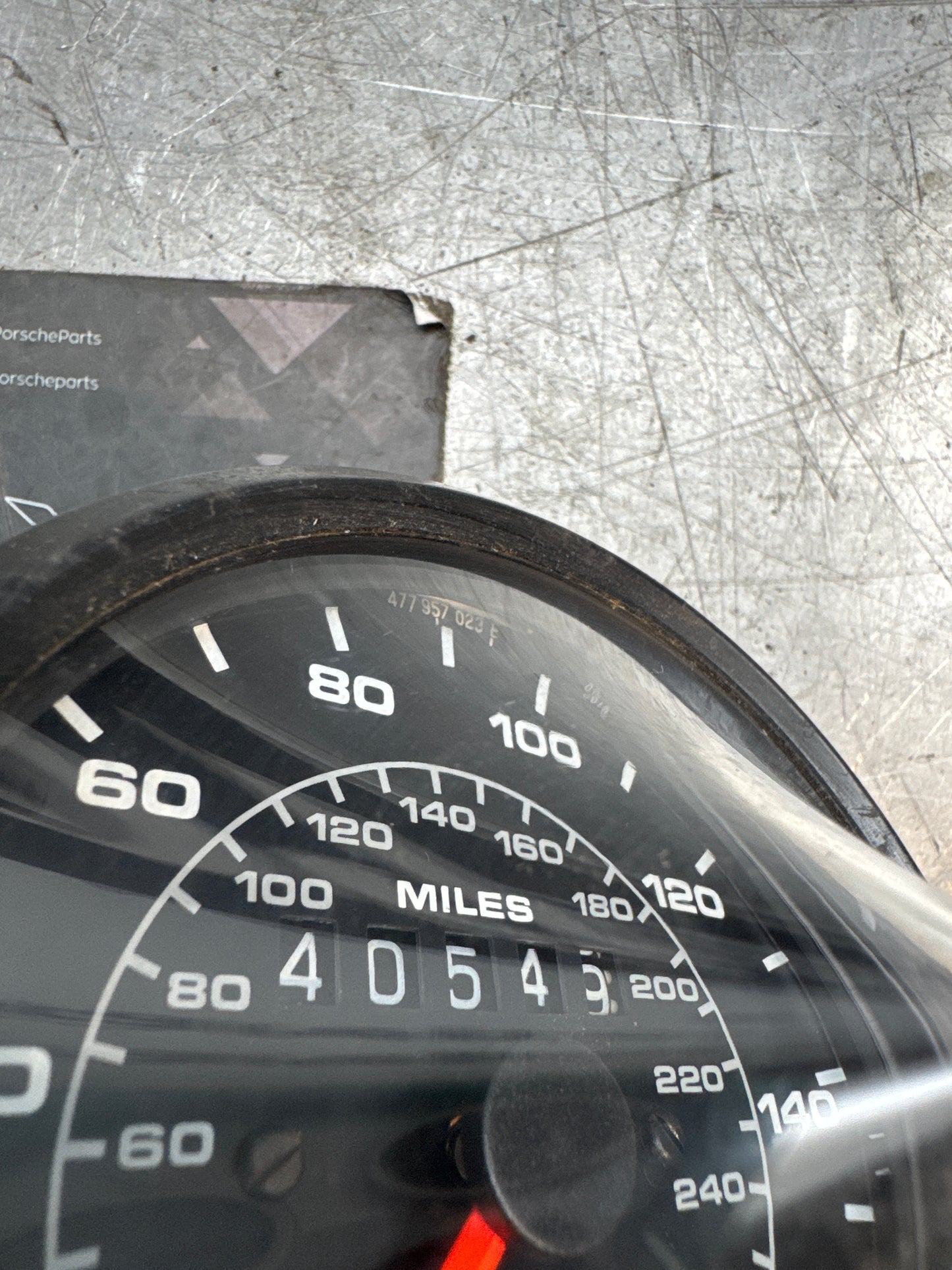 Porsche 924 MPH Speedometer showing 40549, 477 957 023 E / 477957023E used