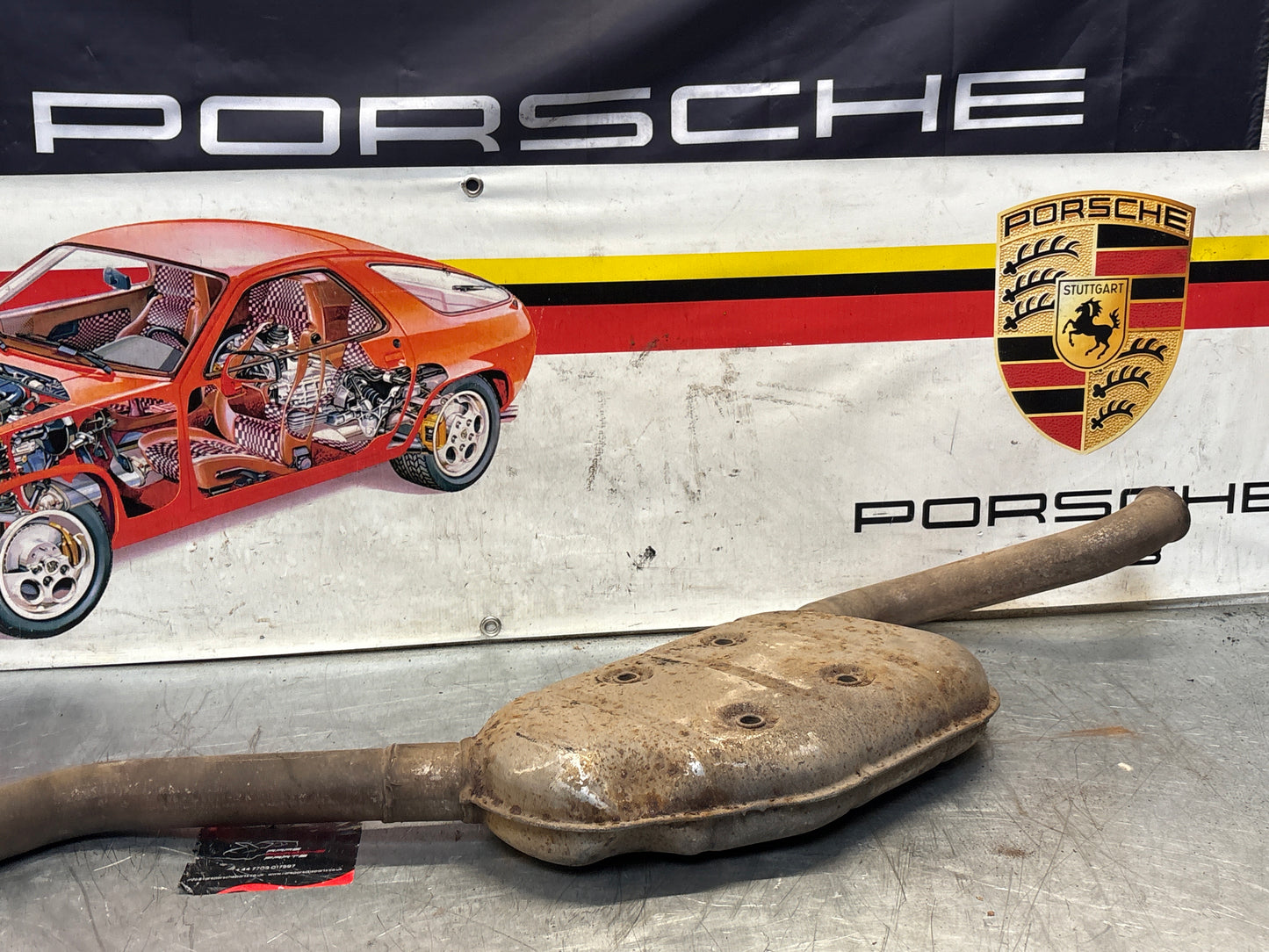 Porsche 928 Left side silencer, used 92811109304