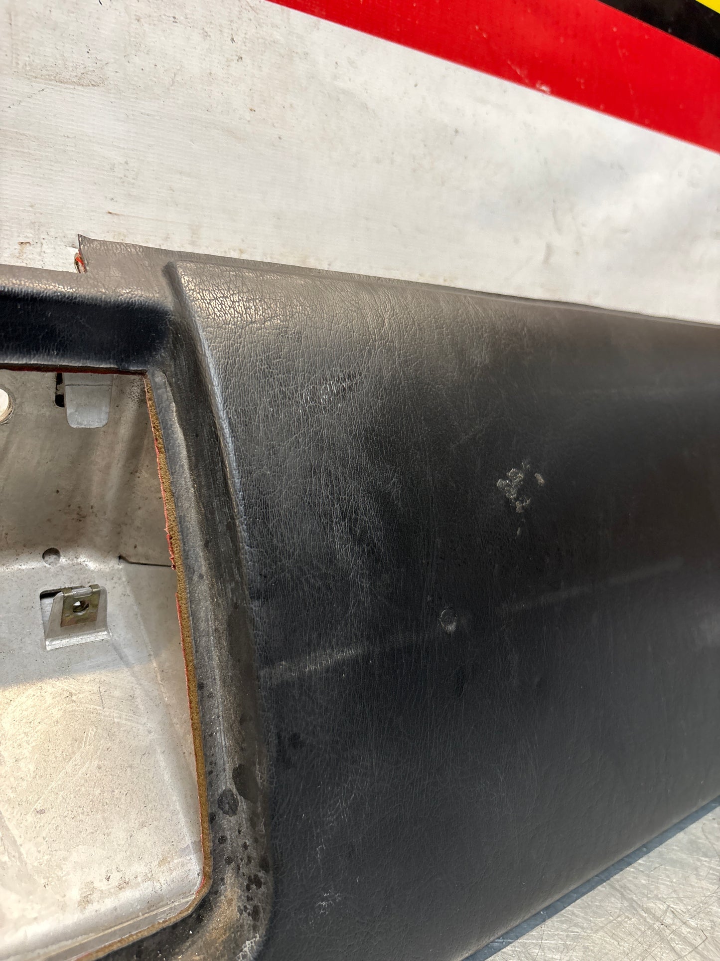 Porsche 911 964 dashboard lower knee protection trim, black leather, used 96455207304 / 96455207300