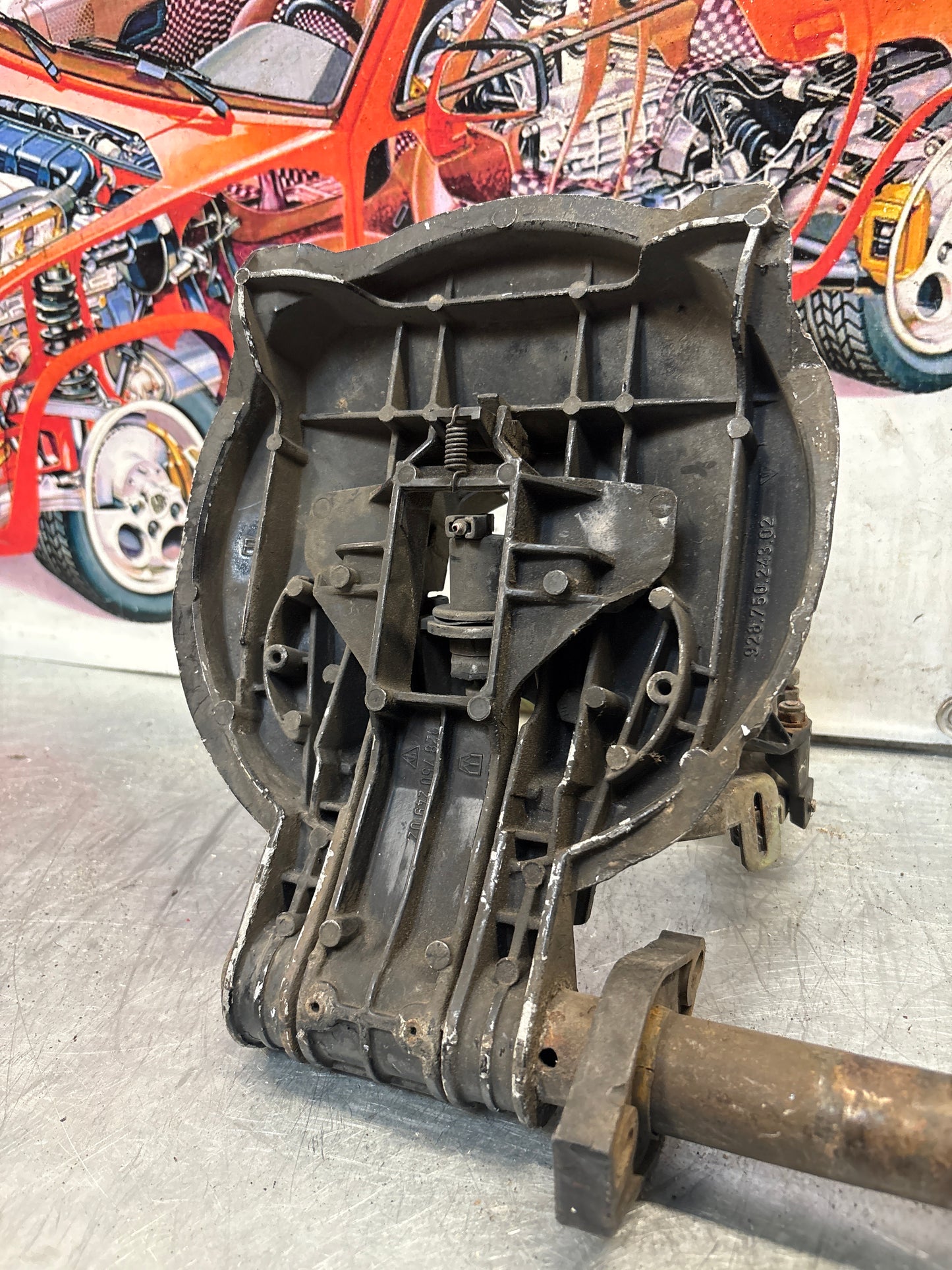 Porsche 928 right headlight swivel frame 92875024902 92875024302 used