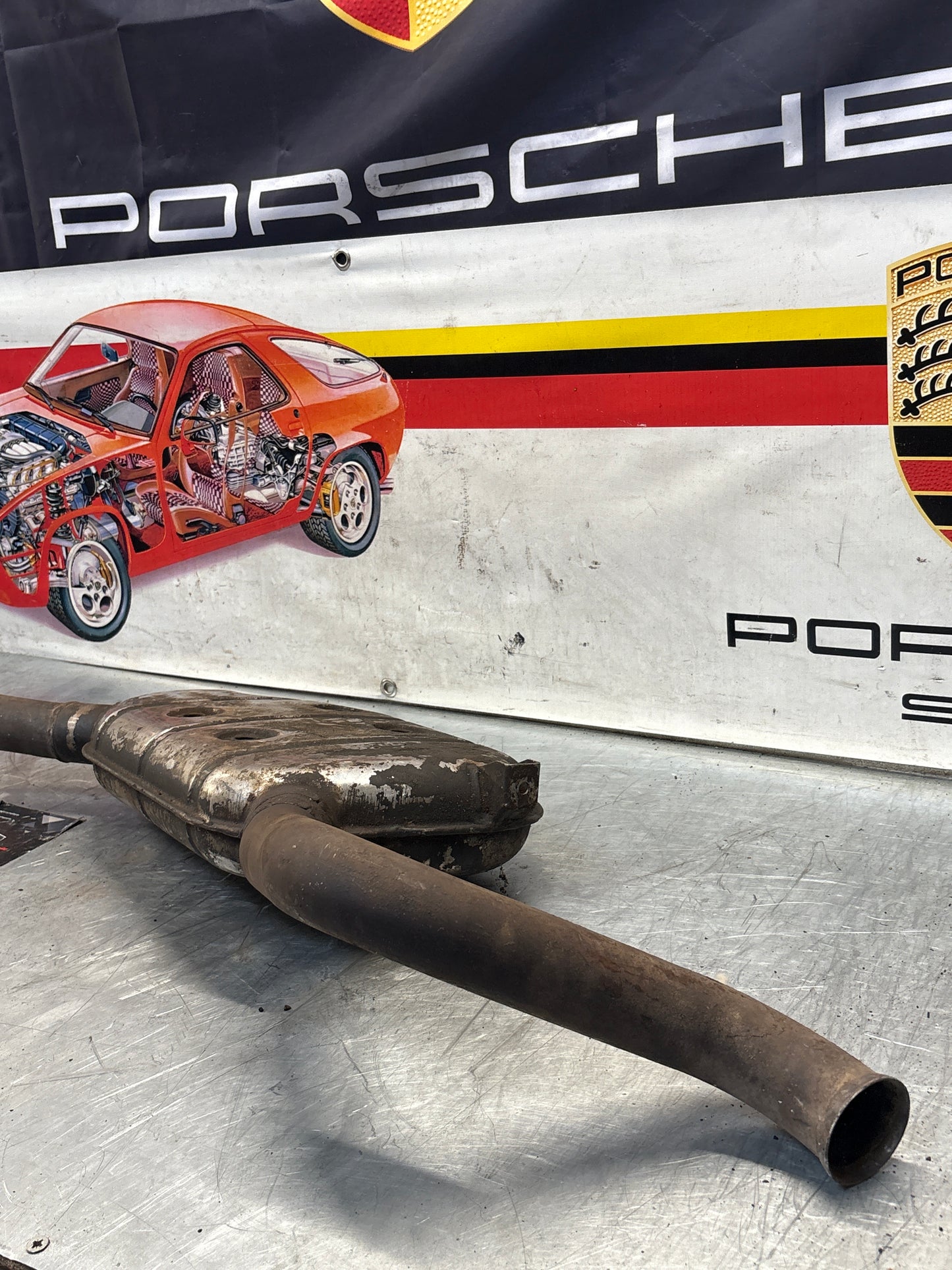 Porsche 928 Left side silencer, used 92811109301