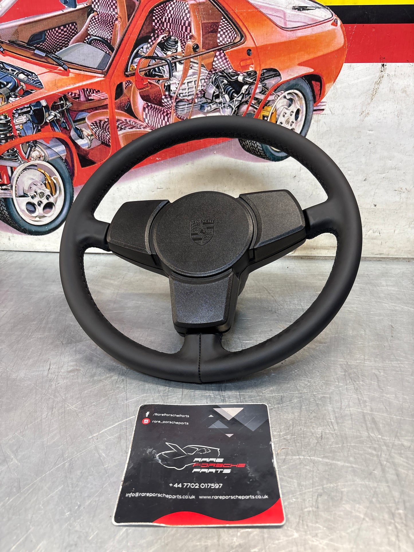 Porsche 924/944 3 Spoke Steering Wheel, black, refurbished