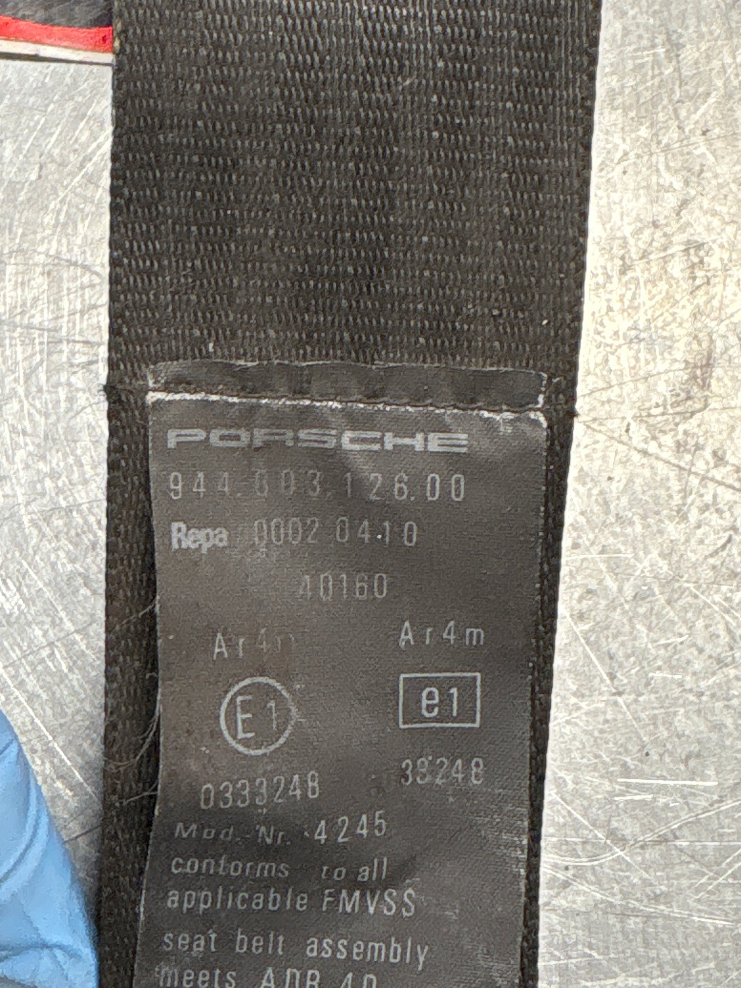 Porsche 924S 944 S S2 Turbo front right seat belt 94480312600, used