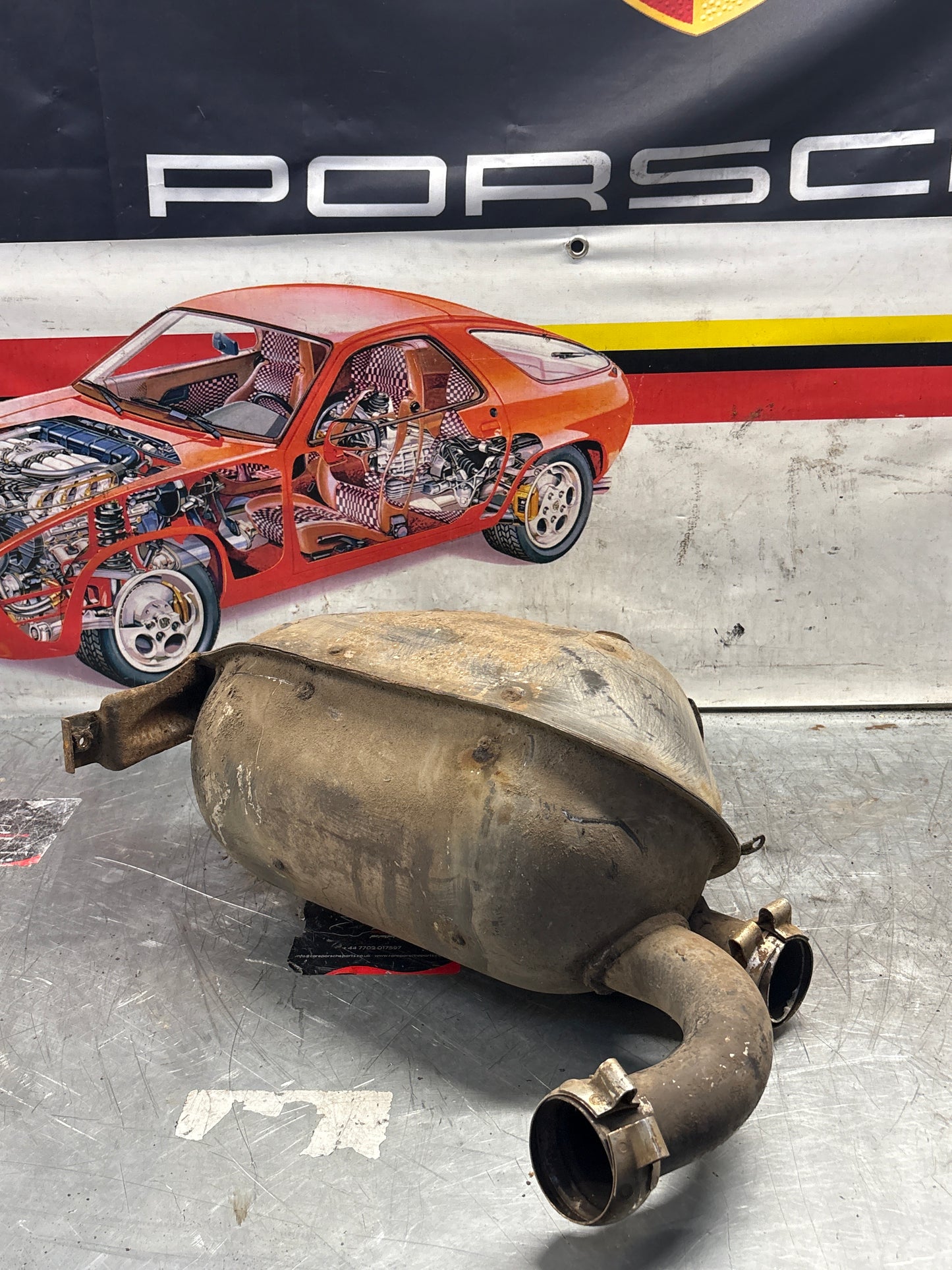 Porsche 928 exhaust final silencer, used 92811104400