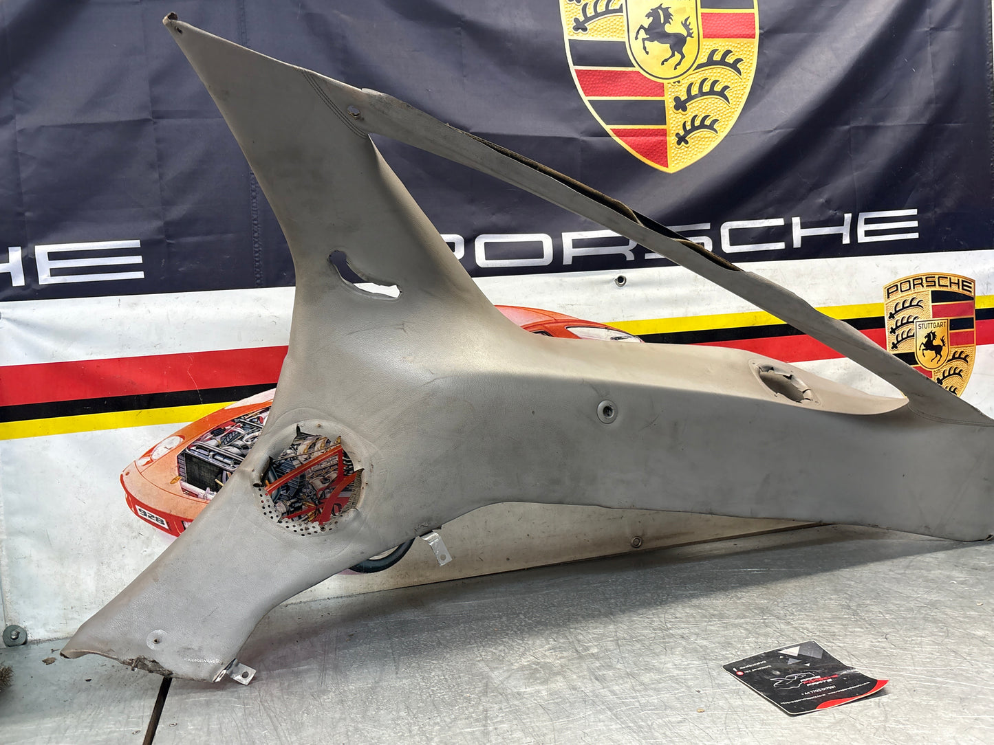 Porsche 928 right side lower side trim panel, grey used 92855502257