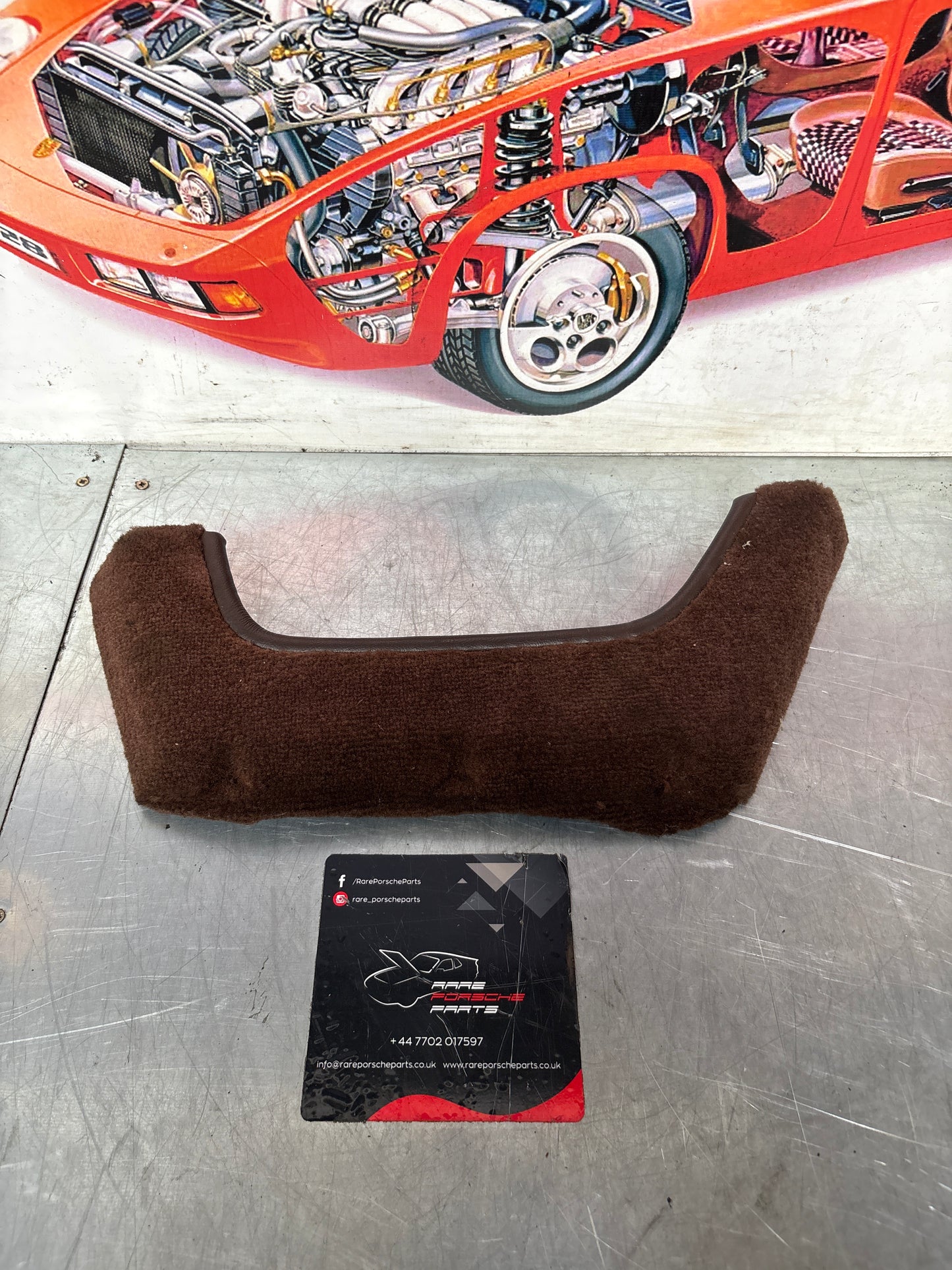 924/944 Left, Passenger side brown carpeted door pocket, used 477867133