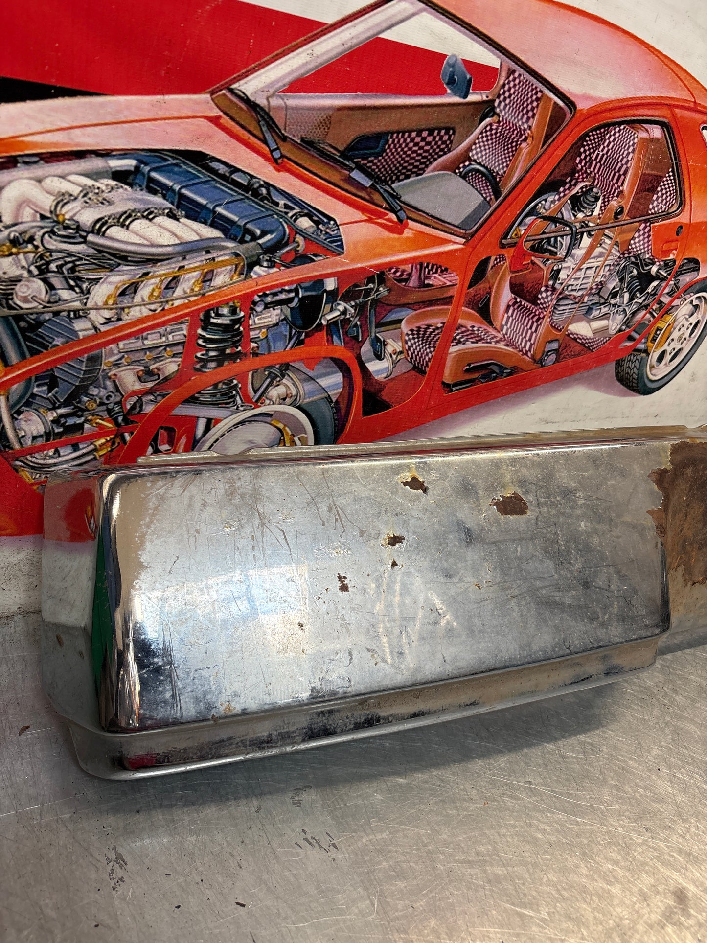 Porsche 914 chrome rear bumper, used 91450501910