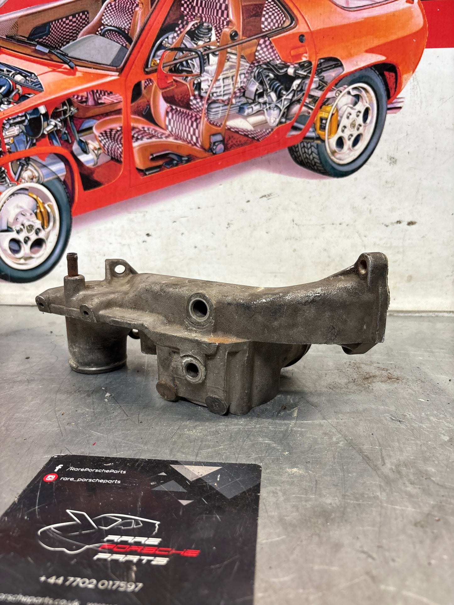 Porsche 928S 78-84 engine thermostat housing, used 9281061614R