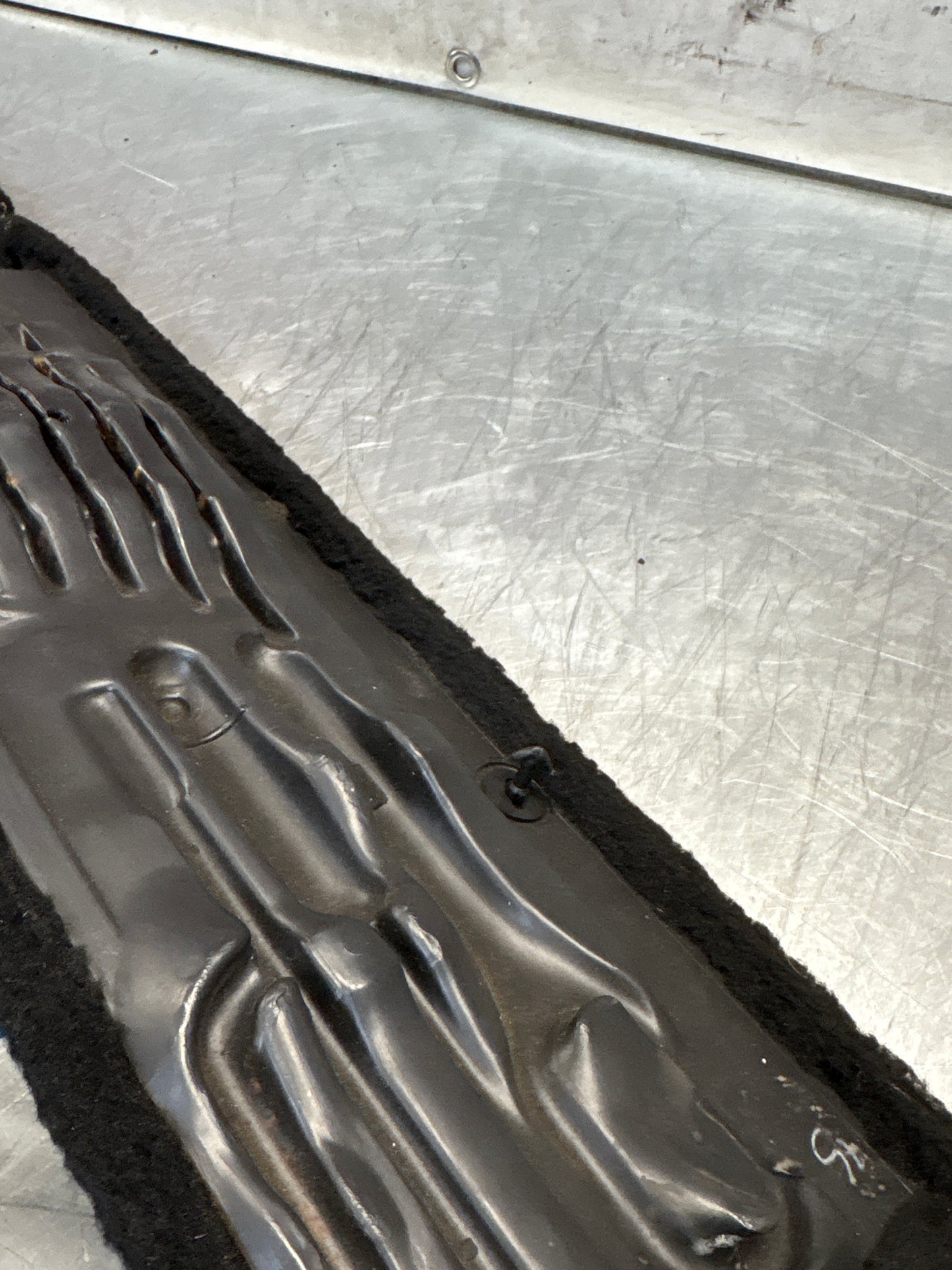 Porsche 928 black carpeted Tool kit panel cover, used 92855118106