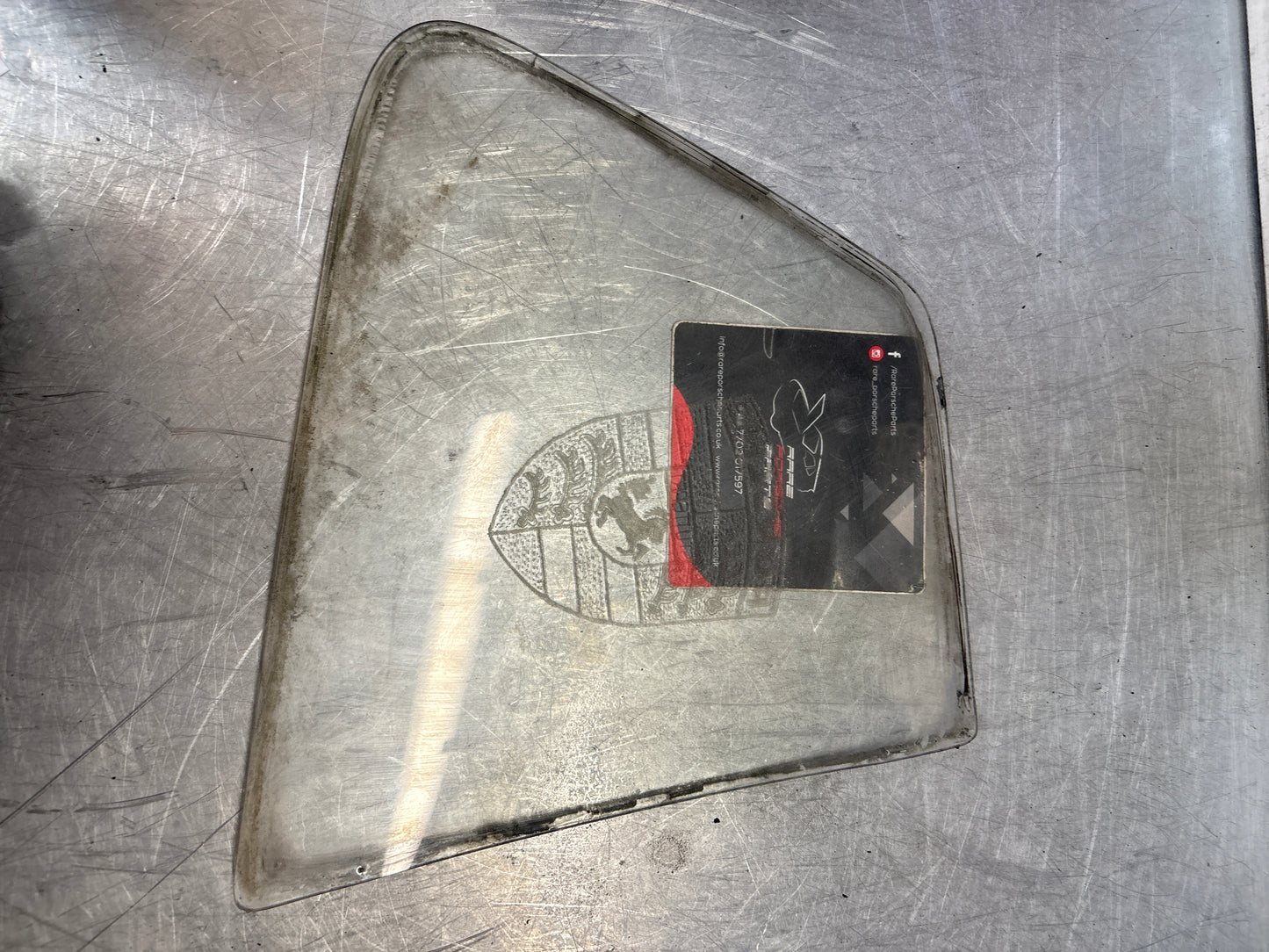 Porsche 944 924 rear left quarter window glass, porsche scripted used, 477845311A