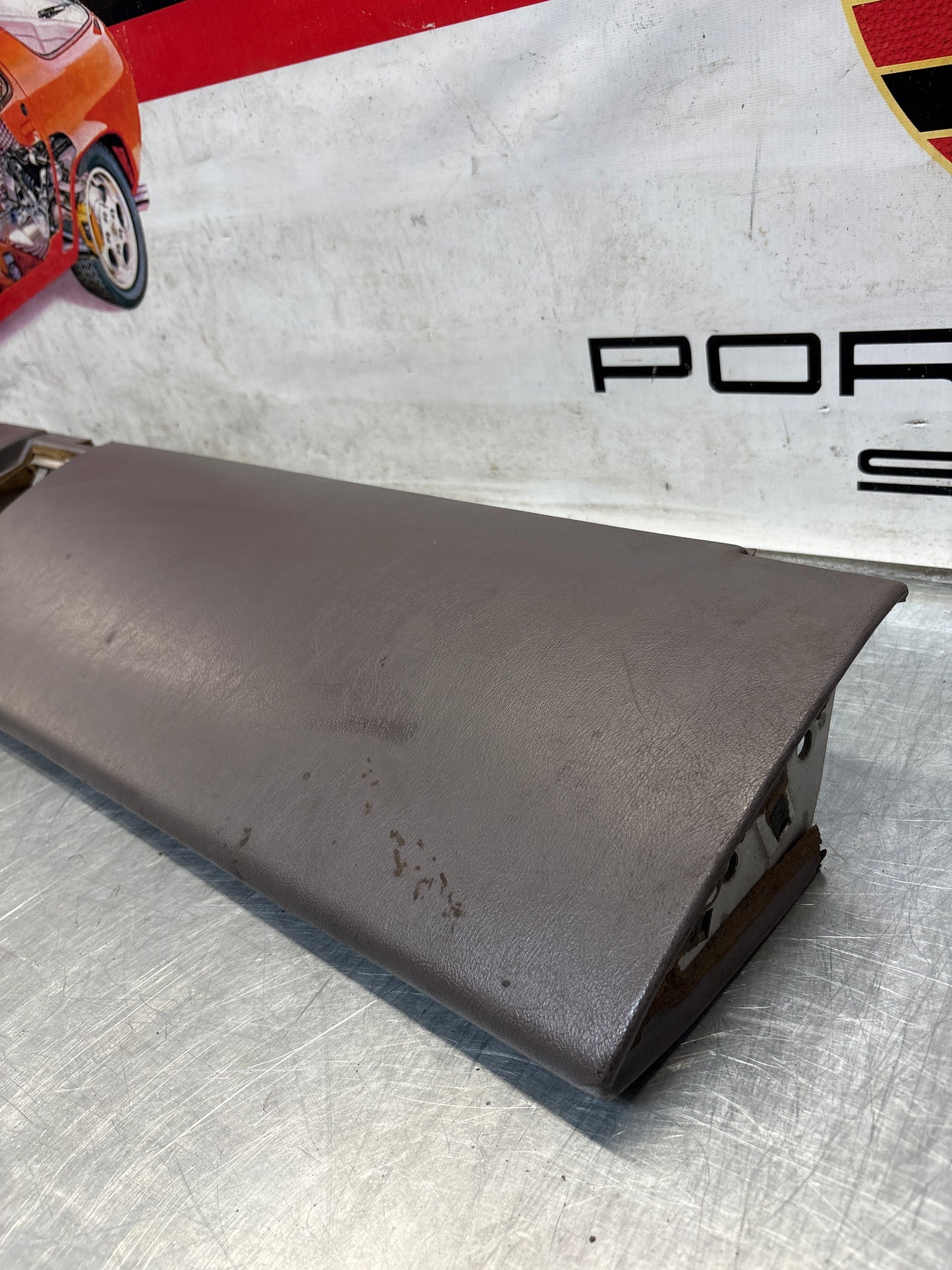 Porsche 911 964 dashboard lower knee protection trim, grey leather, used 96455207304 / 96455207300