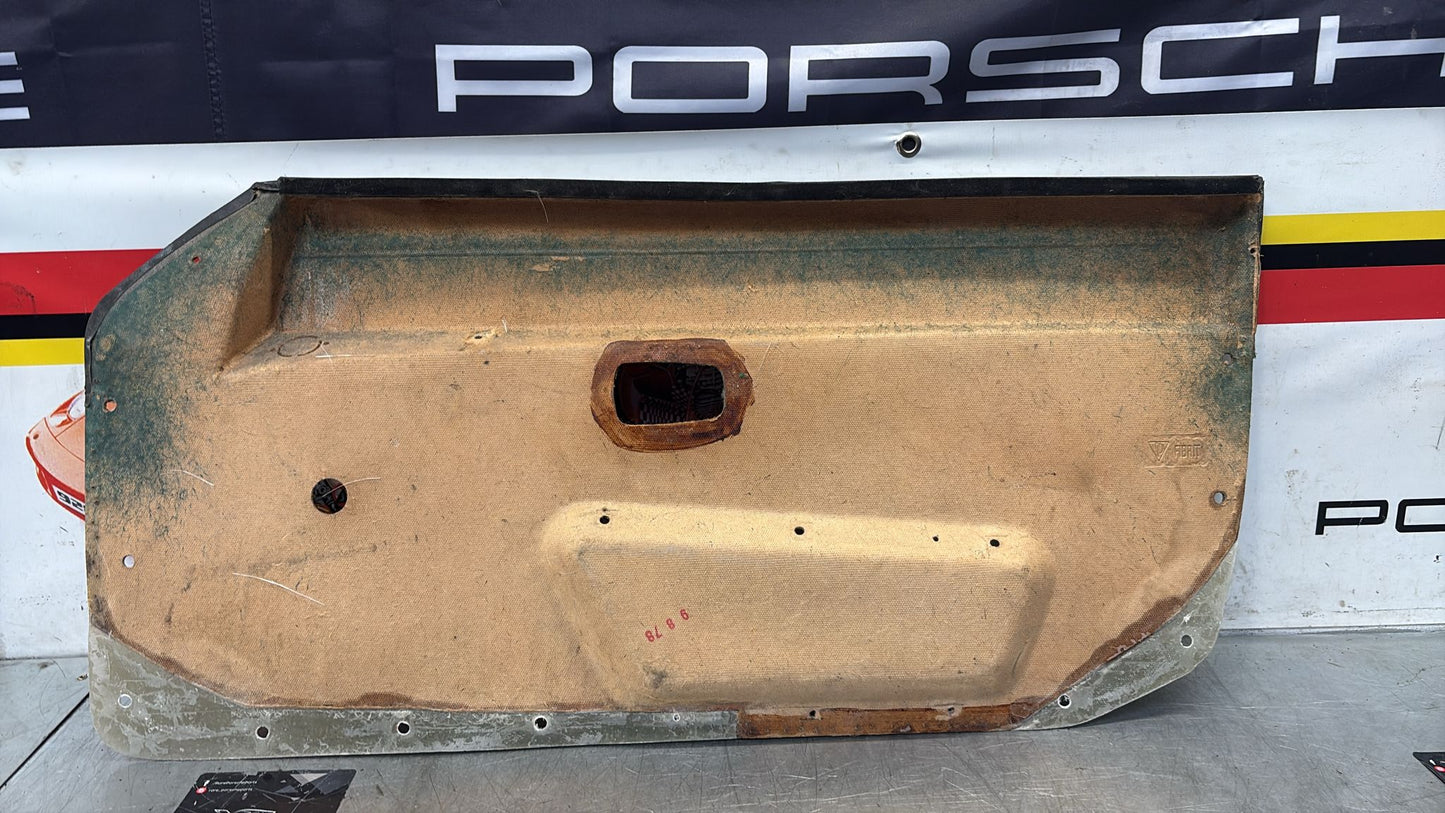 Porsche 924 / 944 early left manual Used door card, black, 477867011 no fabric!