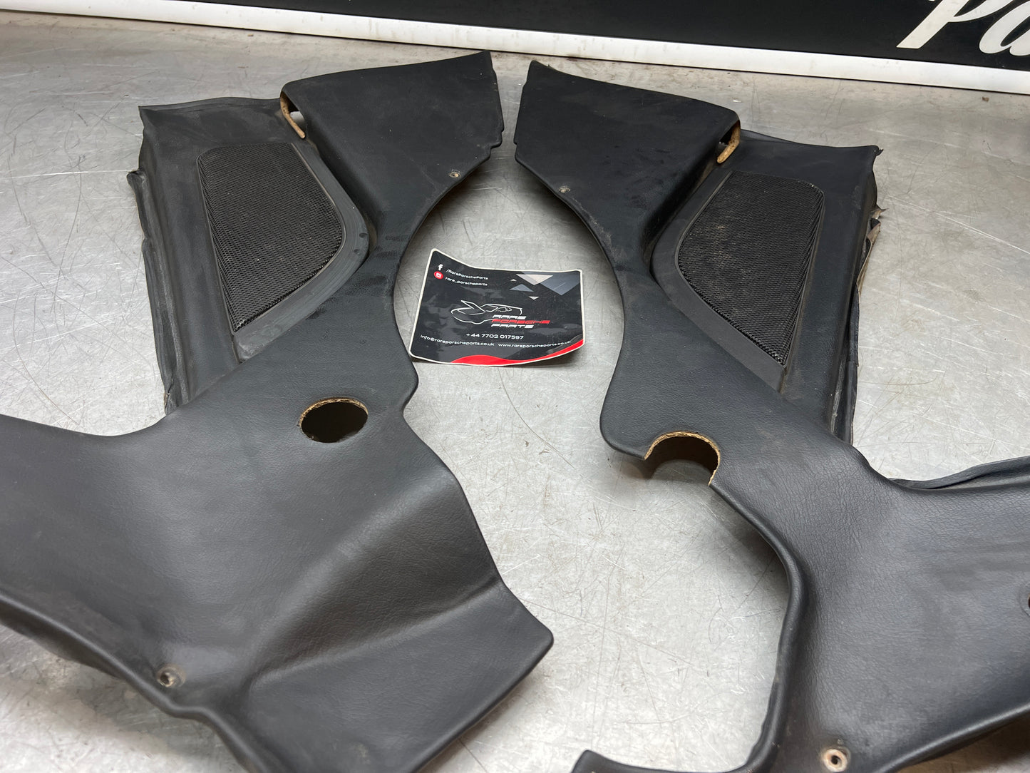 Porsche 944 Turbo S2 Black rear interior C Post trims/cards with M490 sound package, used 94455502113 / 94455502213
