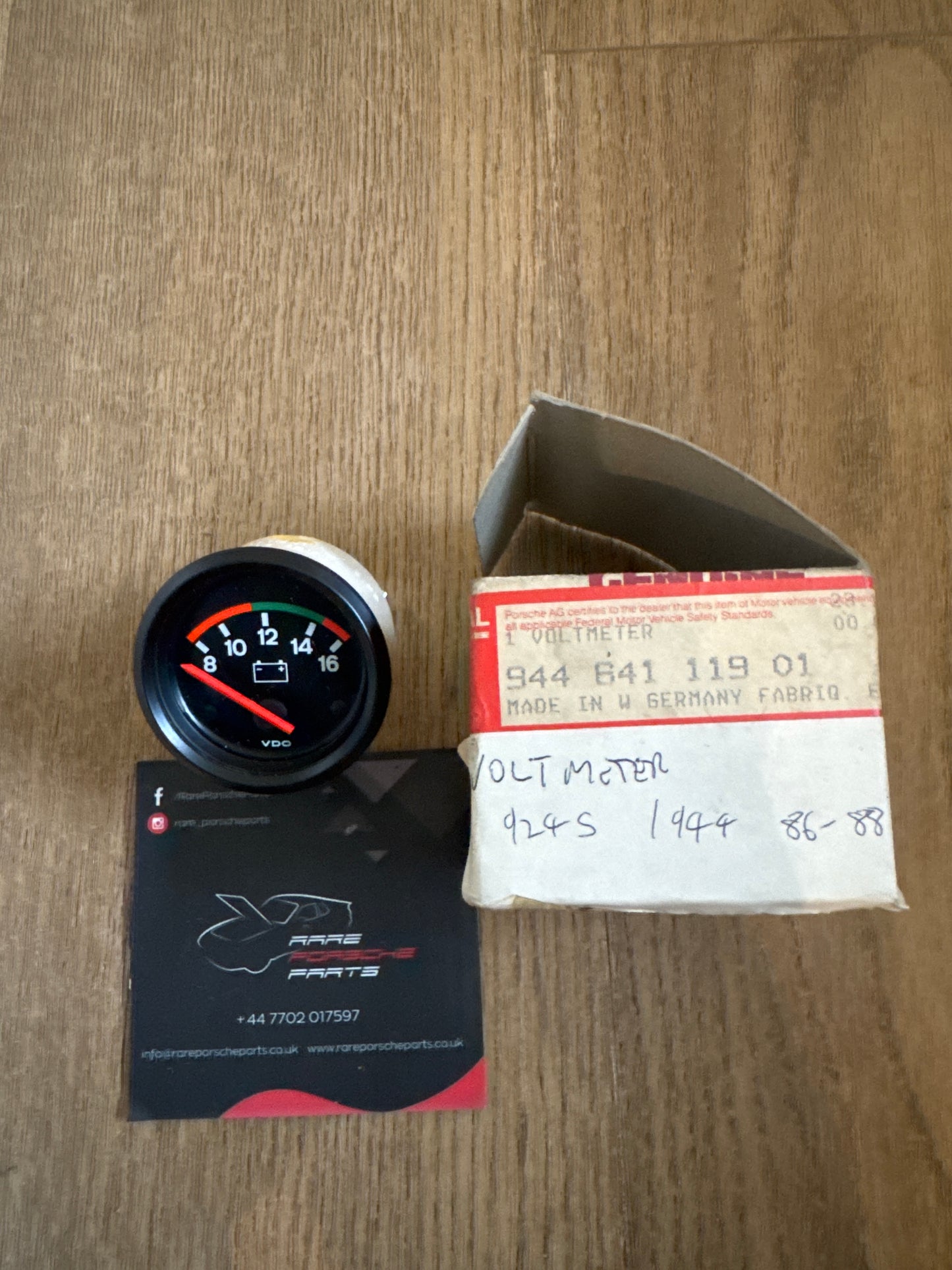 Porsche 924 944 Volt meter gauge. 94464111901 / 944 641 119 01 New NOS