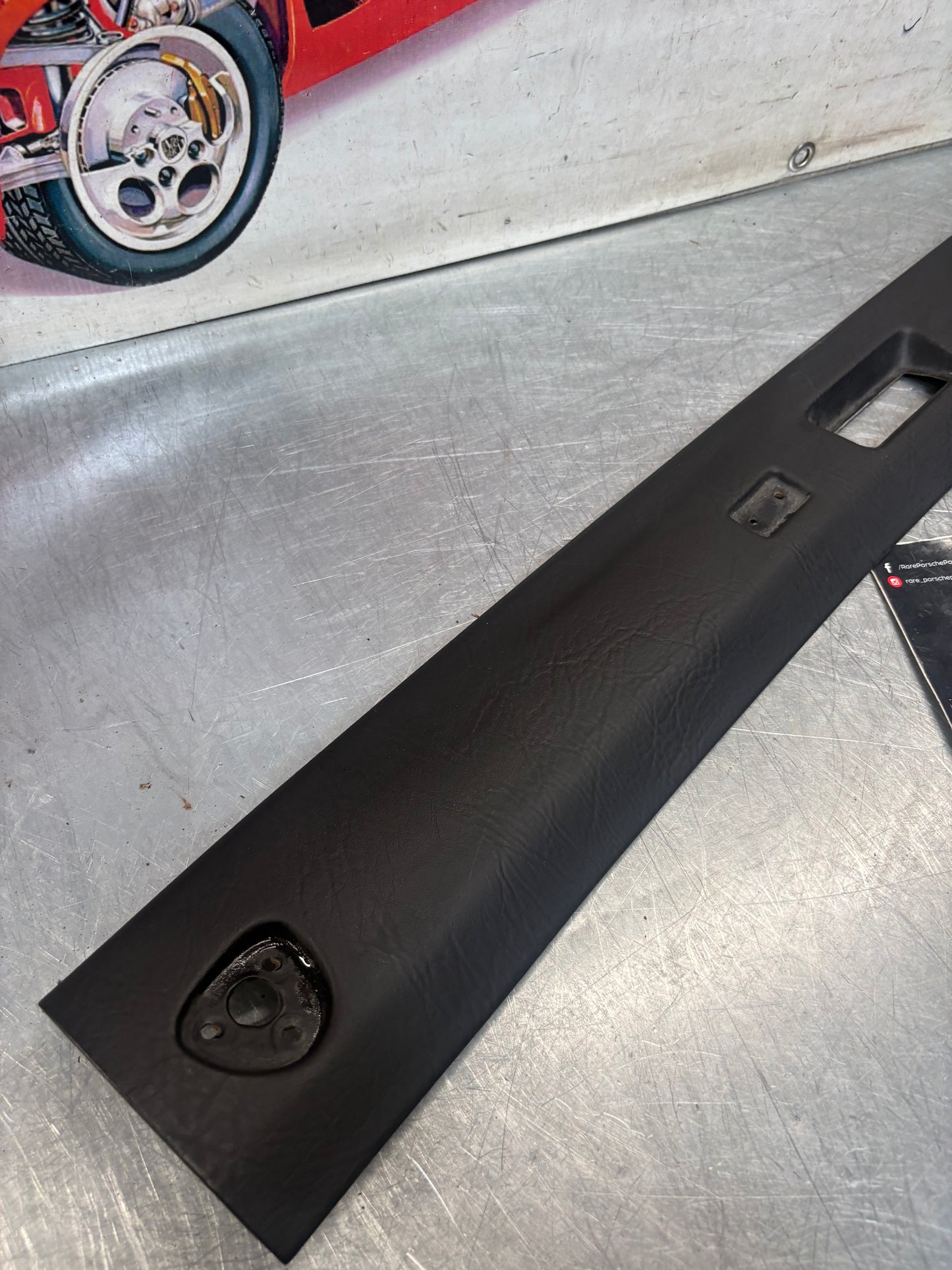 Porsche 924 944 -85.5 front roof / sun visor trim, black 477867511, used