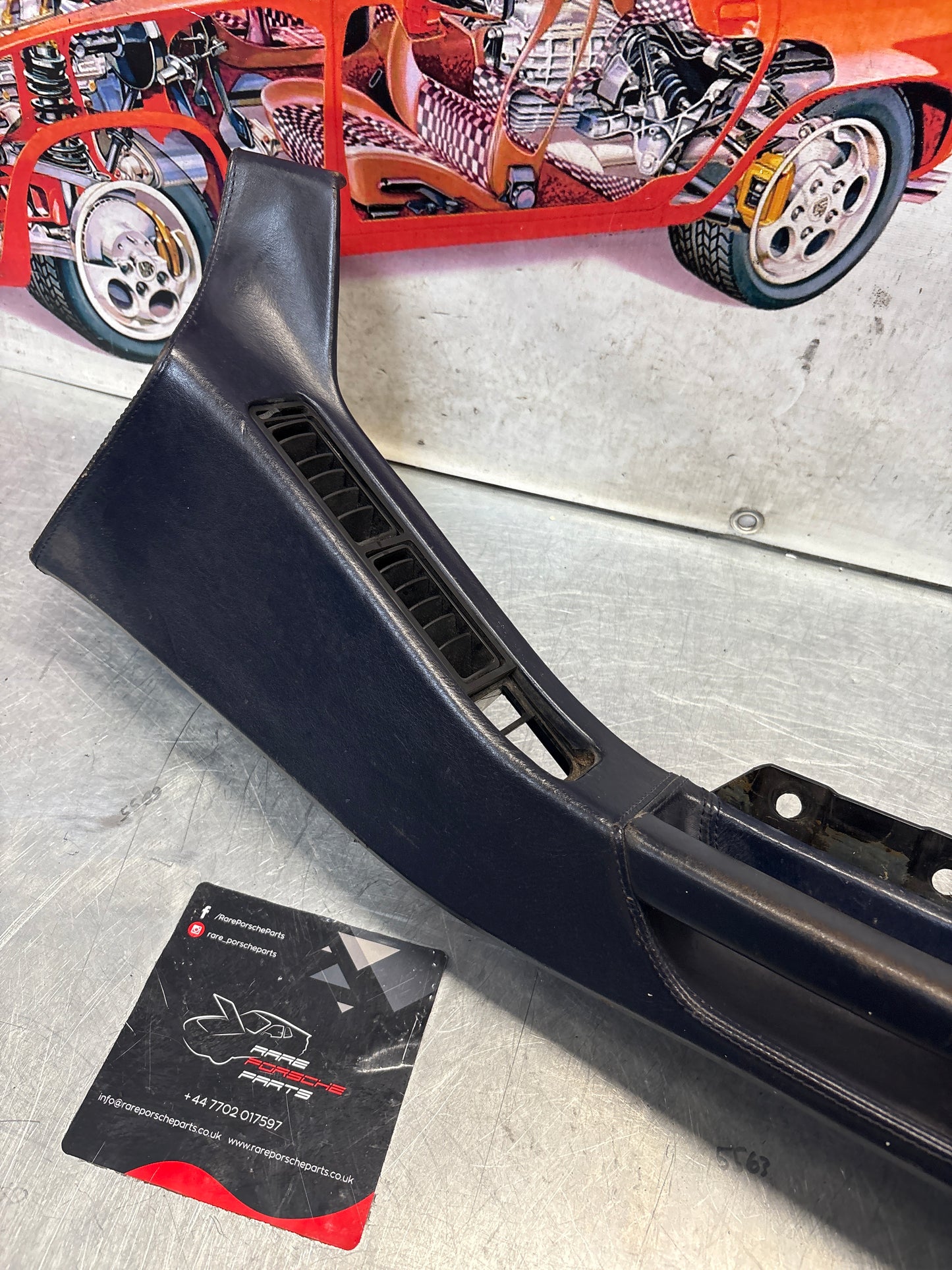 Porsche 928 blue door armrest, right, off side, 92855510203, used