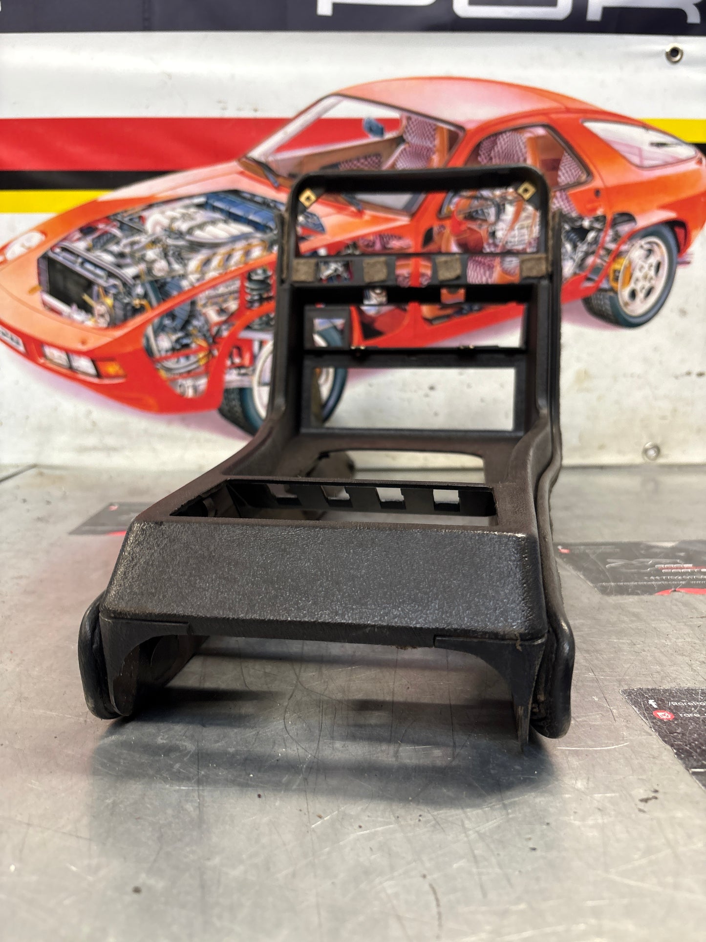 Porsche 924 centre console black, no switch holes 477857951 / 477857969 used