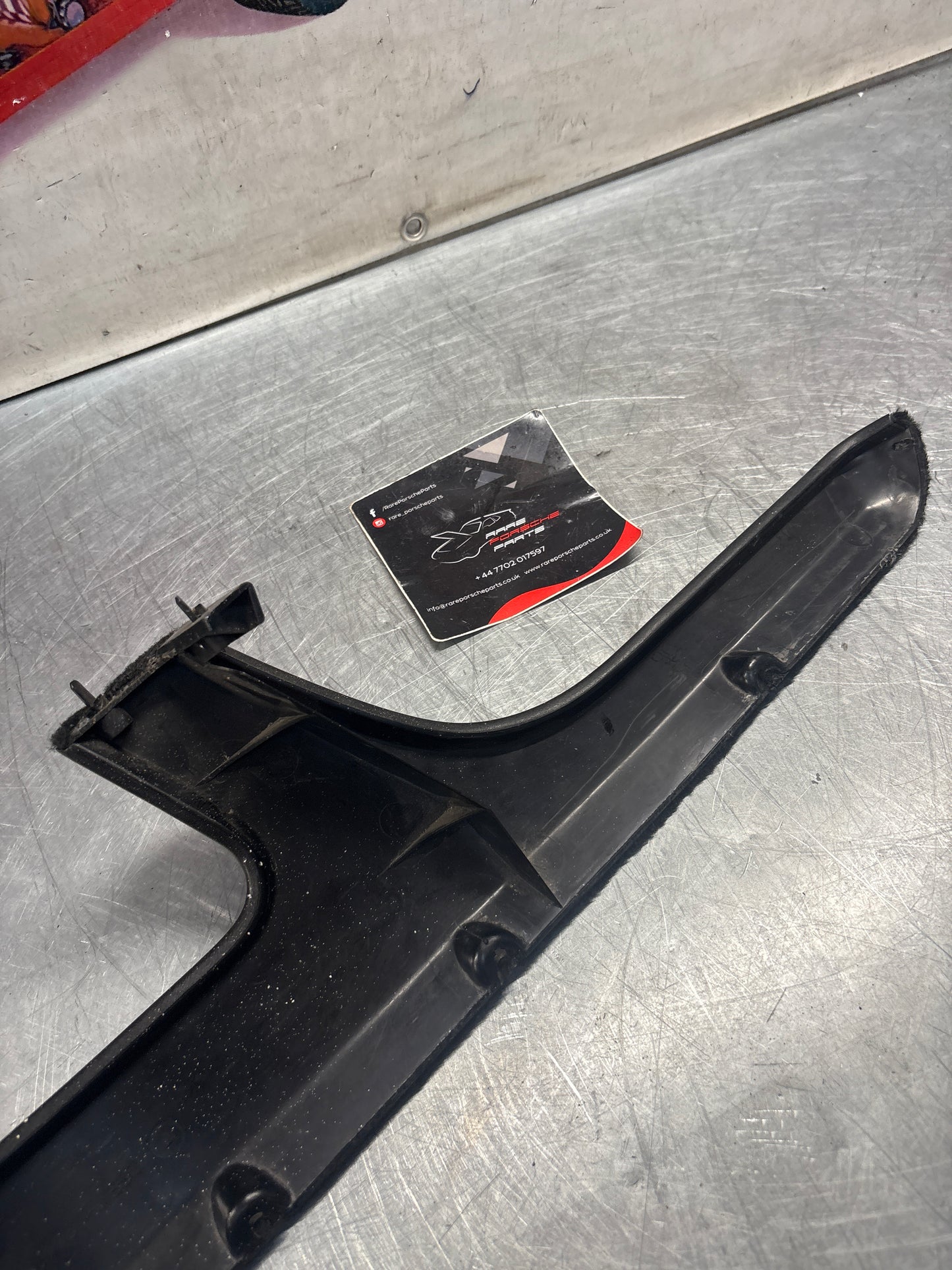Porsche 944 right front door carpeted lower pocket, black, used 94455527400